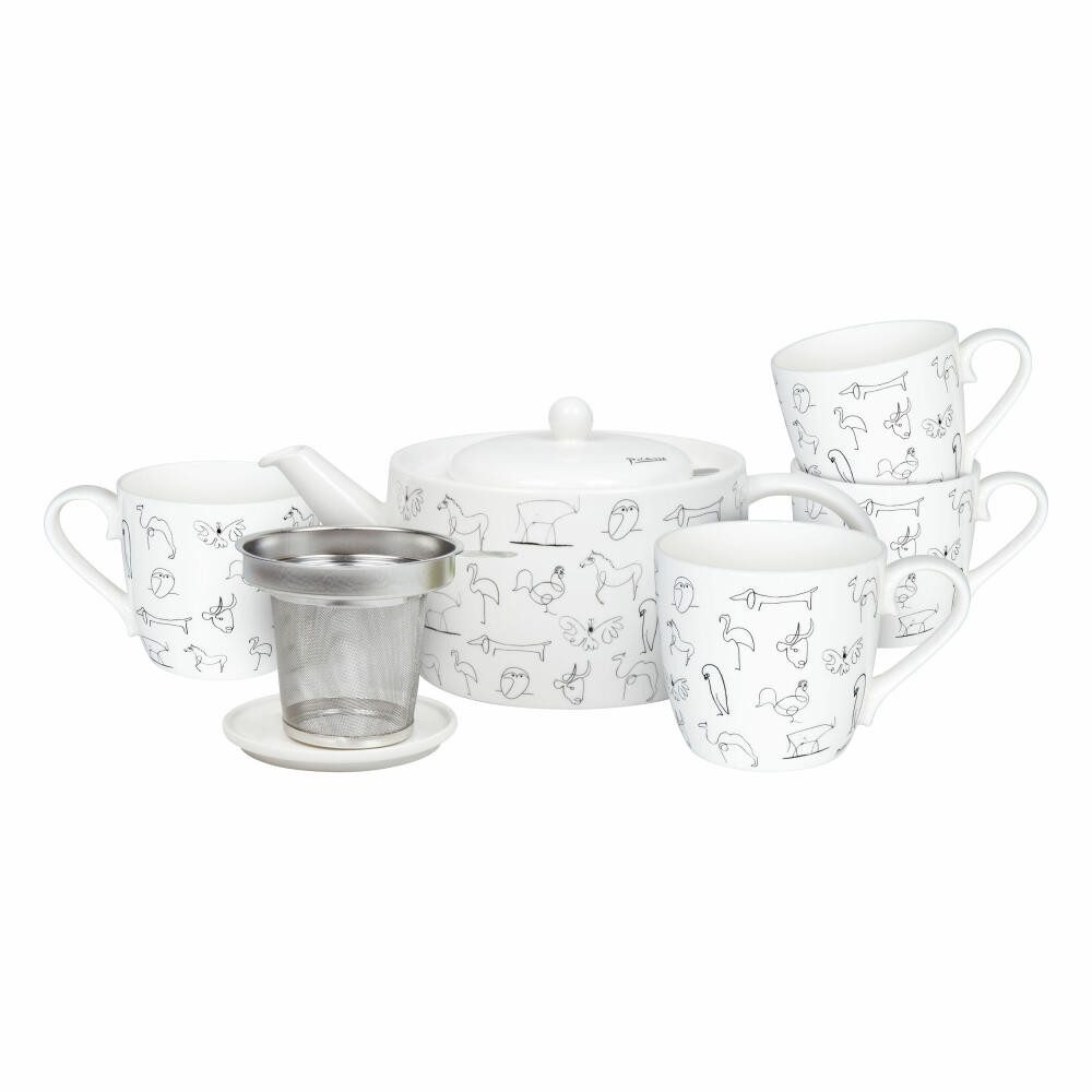 Könitz Teeservice Tee-Set 6-tlg. Picasso Animaux, 1400 ml (6-tlg), 4 Personen, Bone China