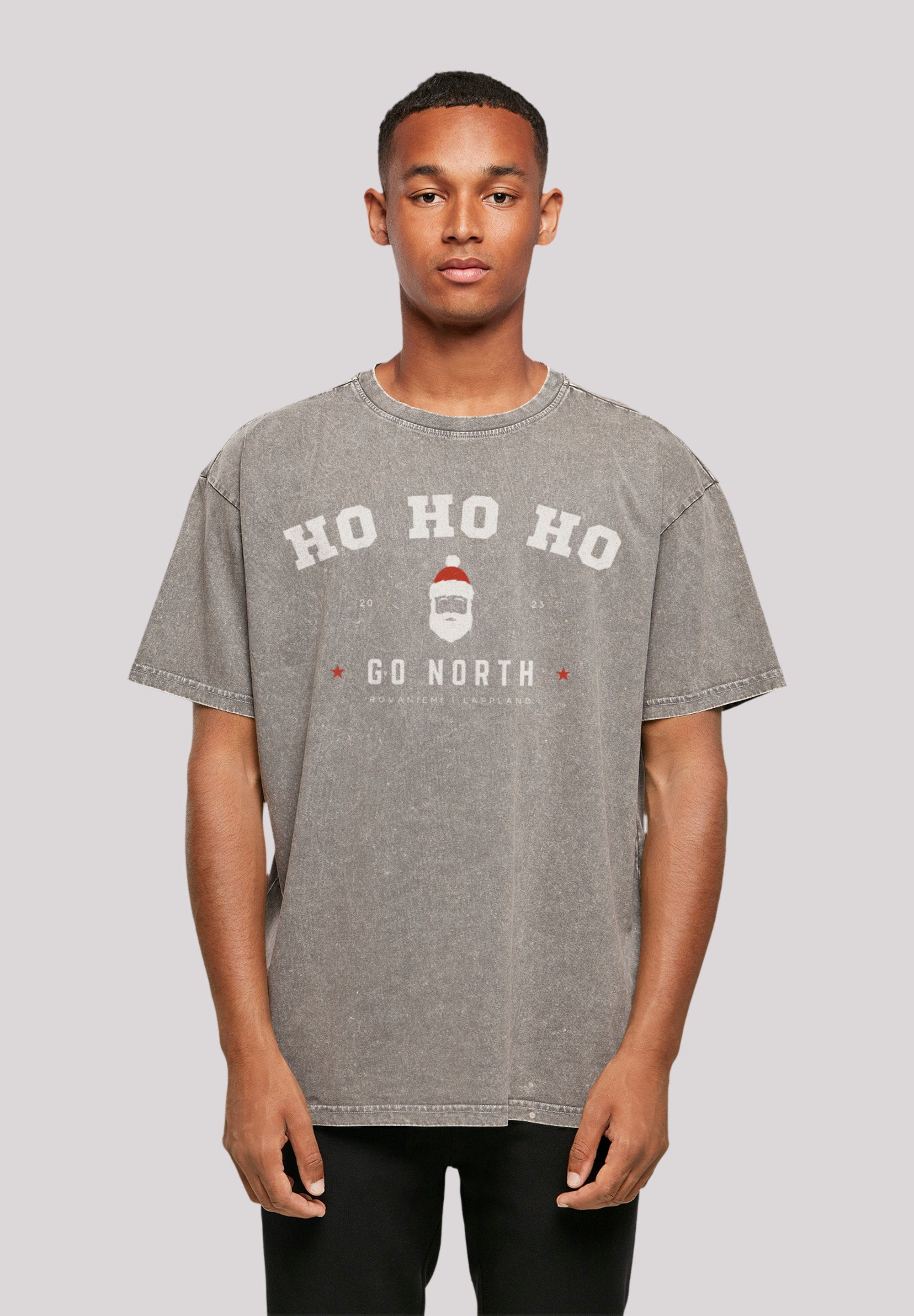 F4NT4STIC T-Shirt Ho Ho Ho Santa Claus Weihnachten Weihnachten, Geschenk, Logo Asphalt