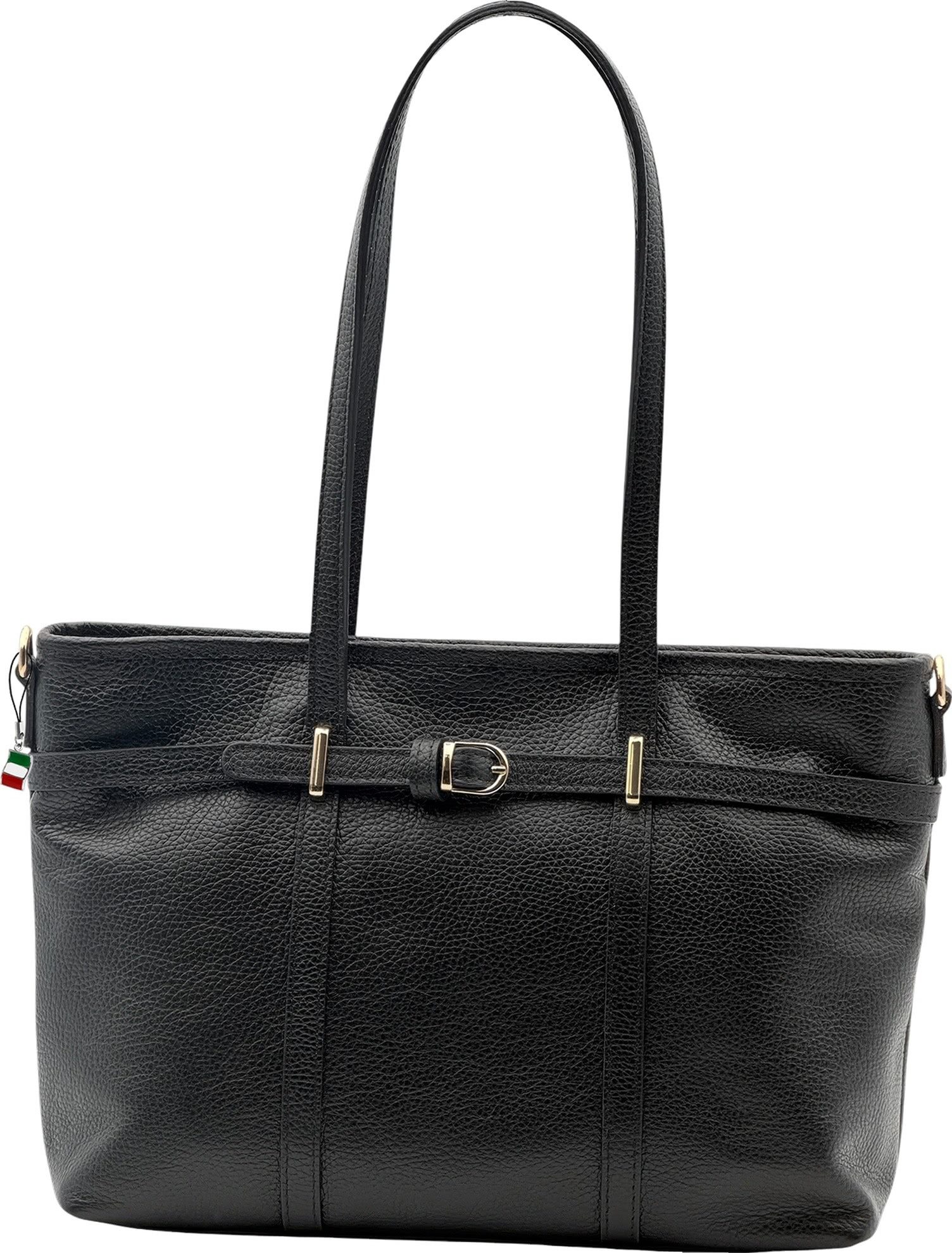 FLORENCE Schultertasche Florence Damen Schultertasche Echtleder (Schultertasche), Damen Schultertasche Leder, schwarz ca. 37cm
