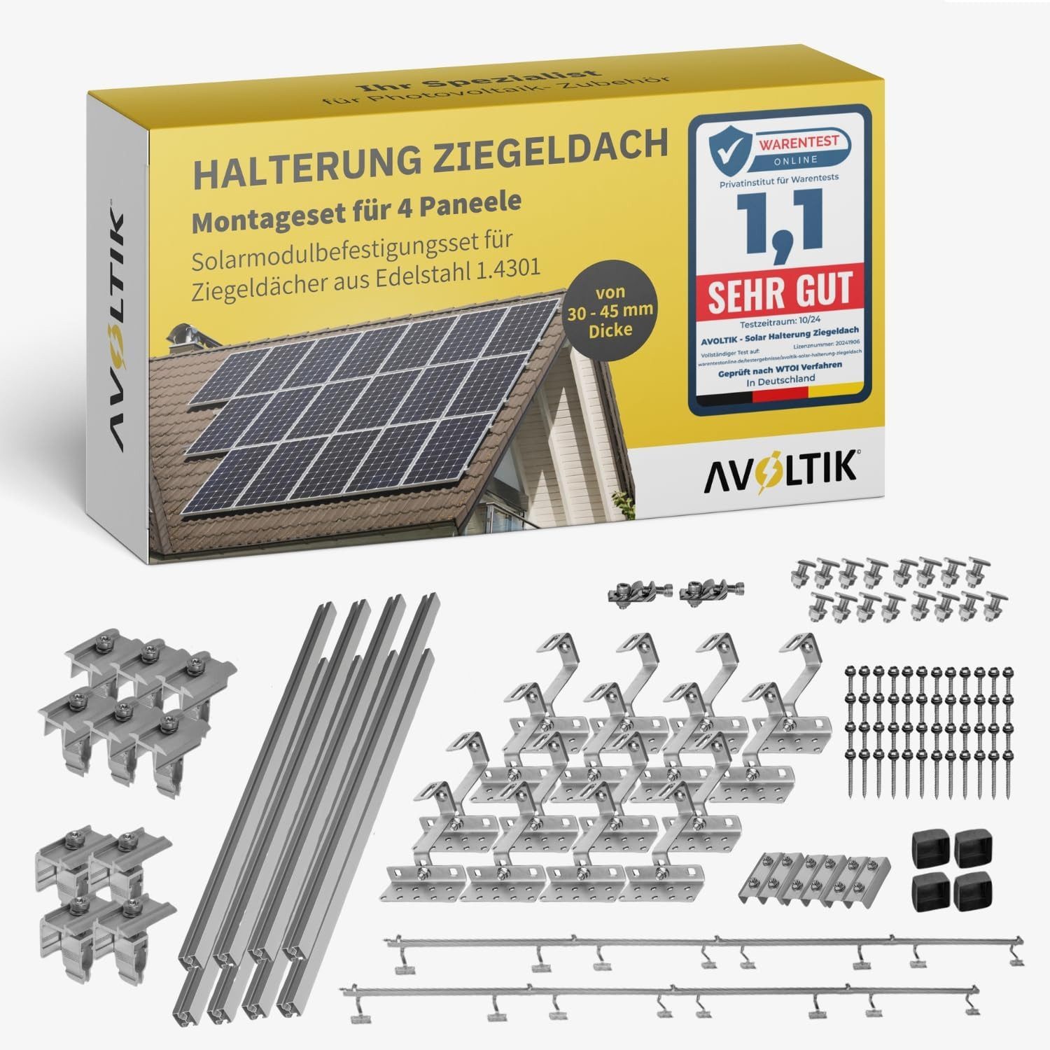Solarmodul-Halterung Halterung Ziegeldach Montageset Dach Befestigung f 4 Solarmodule