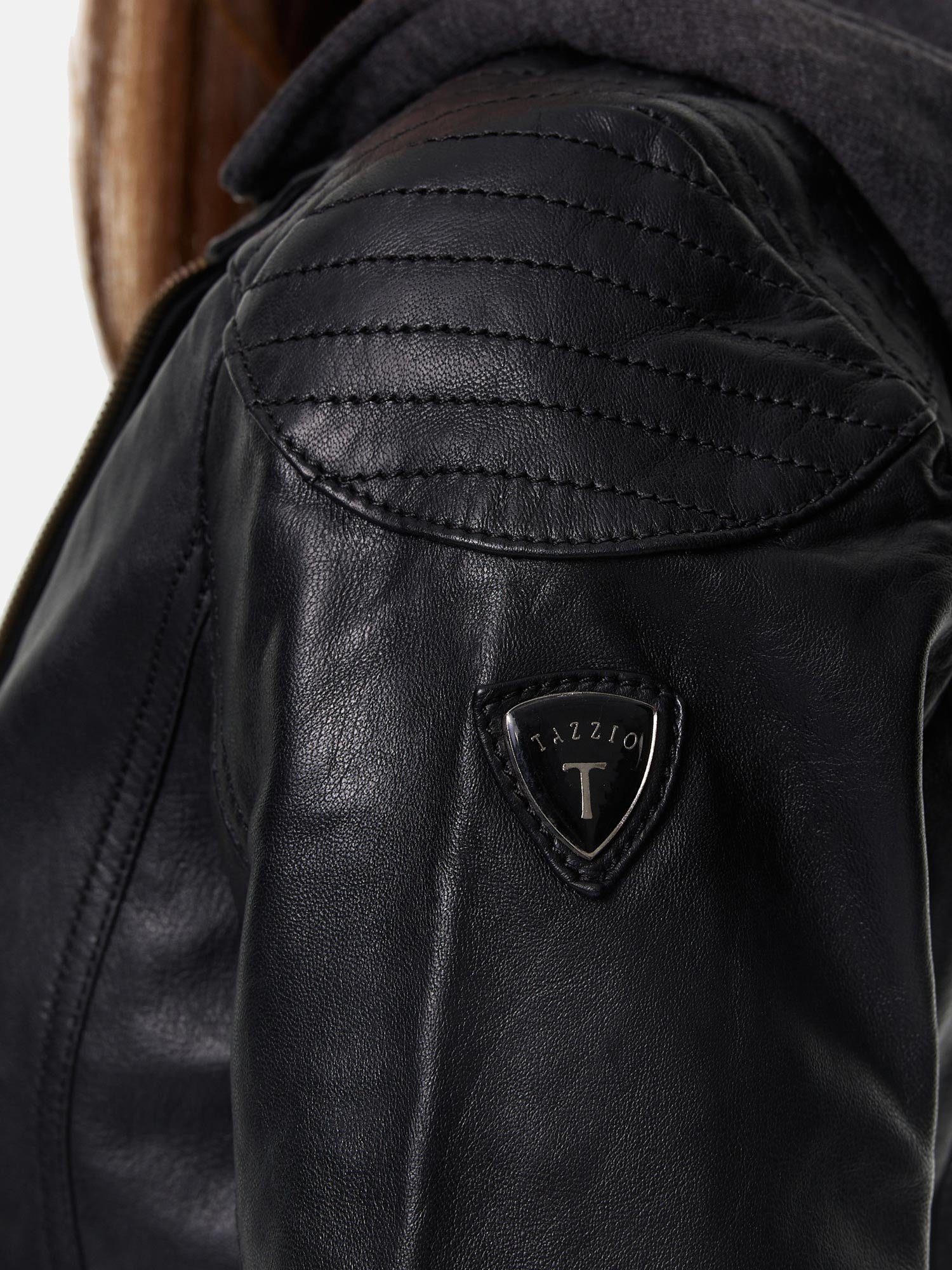 Tazzio Lederjacke F503 Damen Leder Jacke im Biker Look mit abnehmbarer Kapuze – Bild 5 von 5
