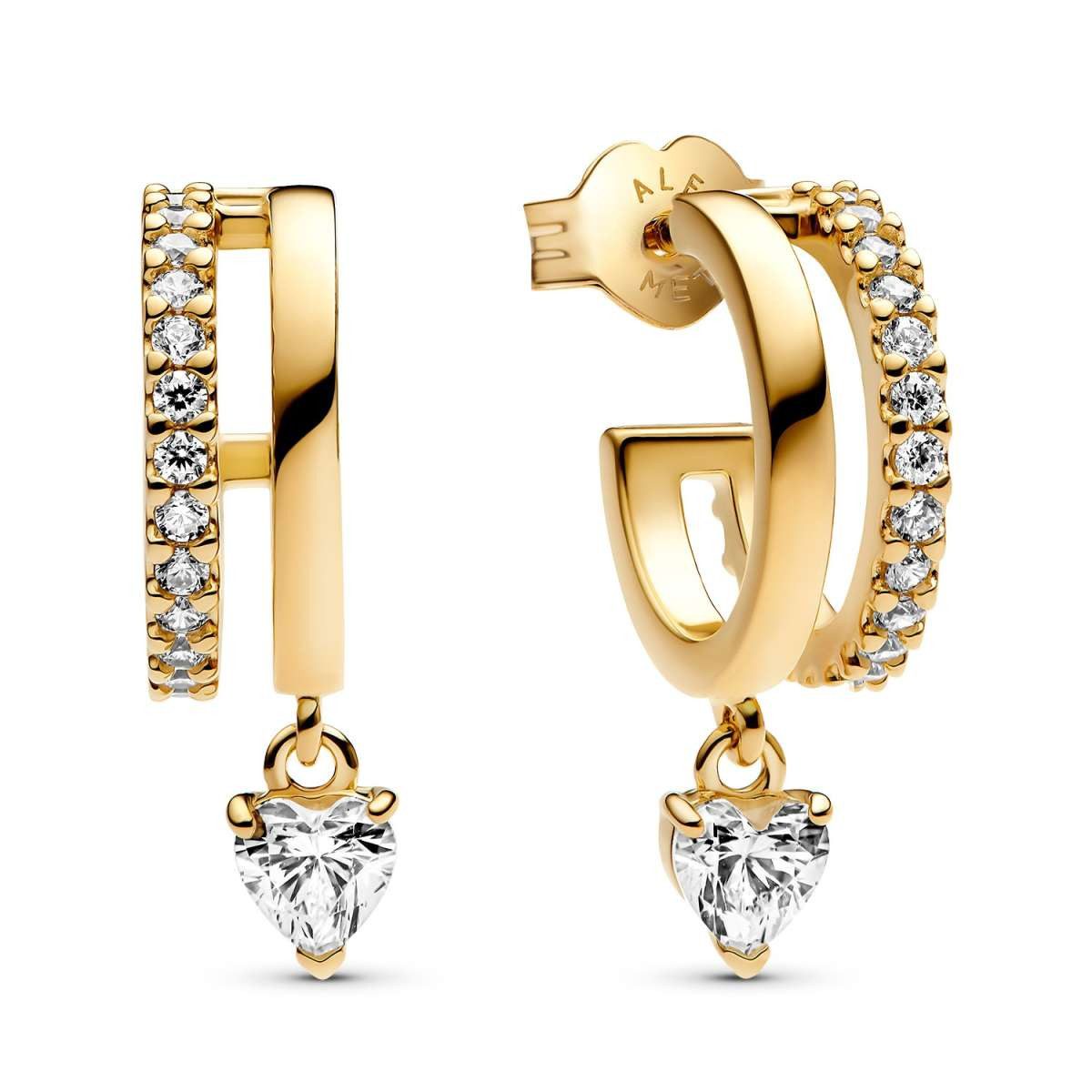 Pandora Paar Creolen 263685C01, für Damen Baumelndes Herz Goldfarben