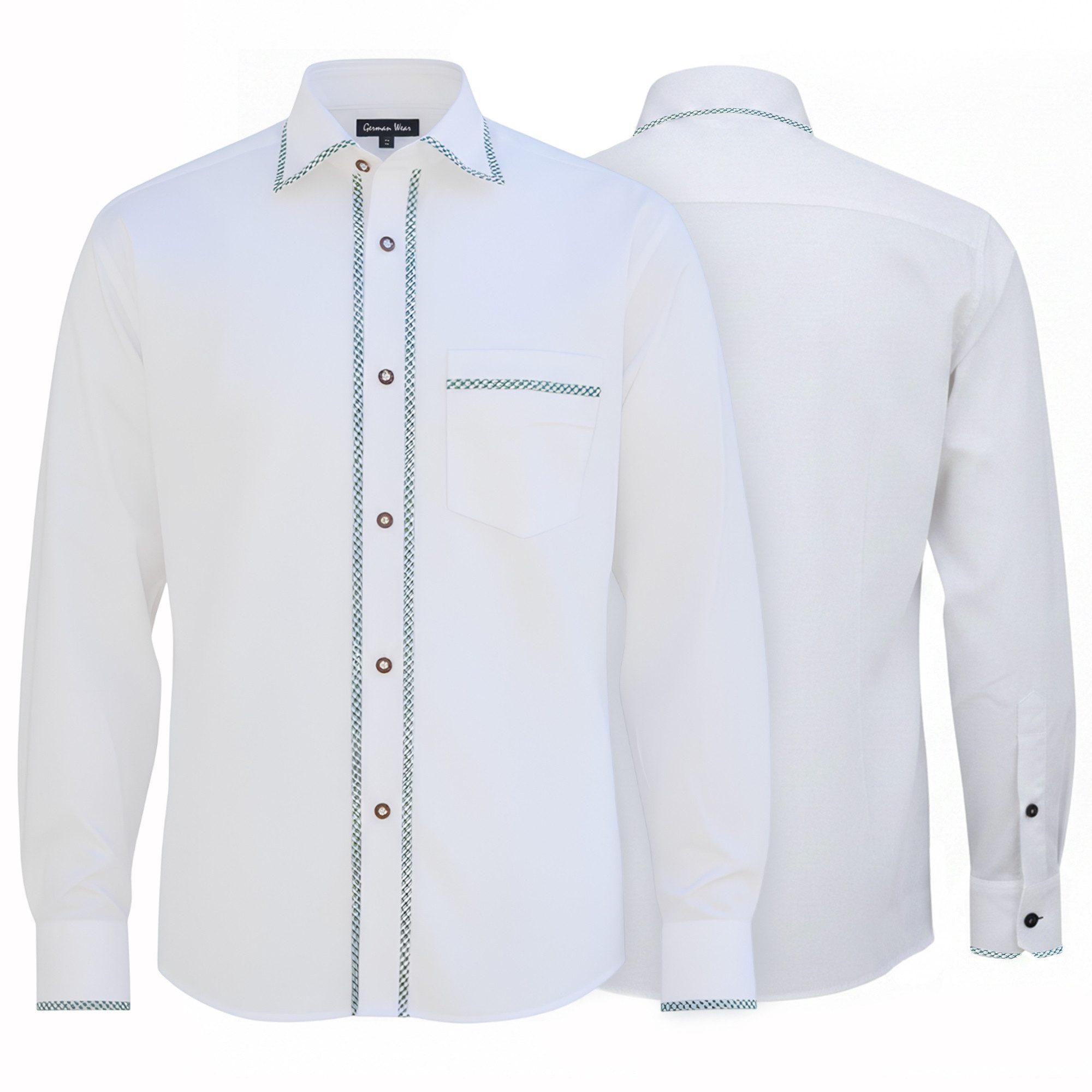 German Wear Trachtenhemd GW1254 White/Green Trachtenhemd Freizeit Hemd Weiß günstig online kaufen