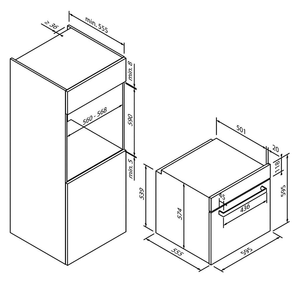 VESTEL Backofen schwarz 69 Liter 8 Heizarten und Energieeffizienzklasse A HTB74320, mit Nein