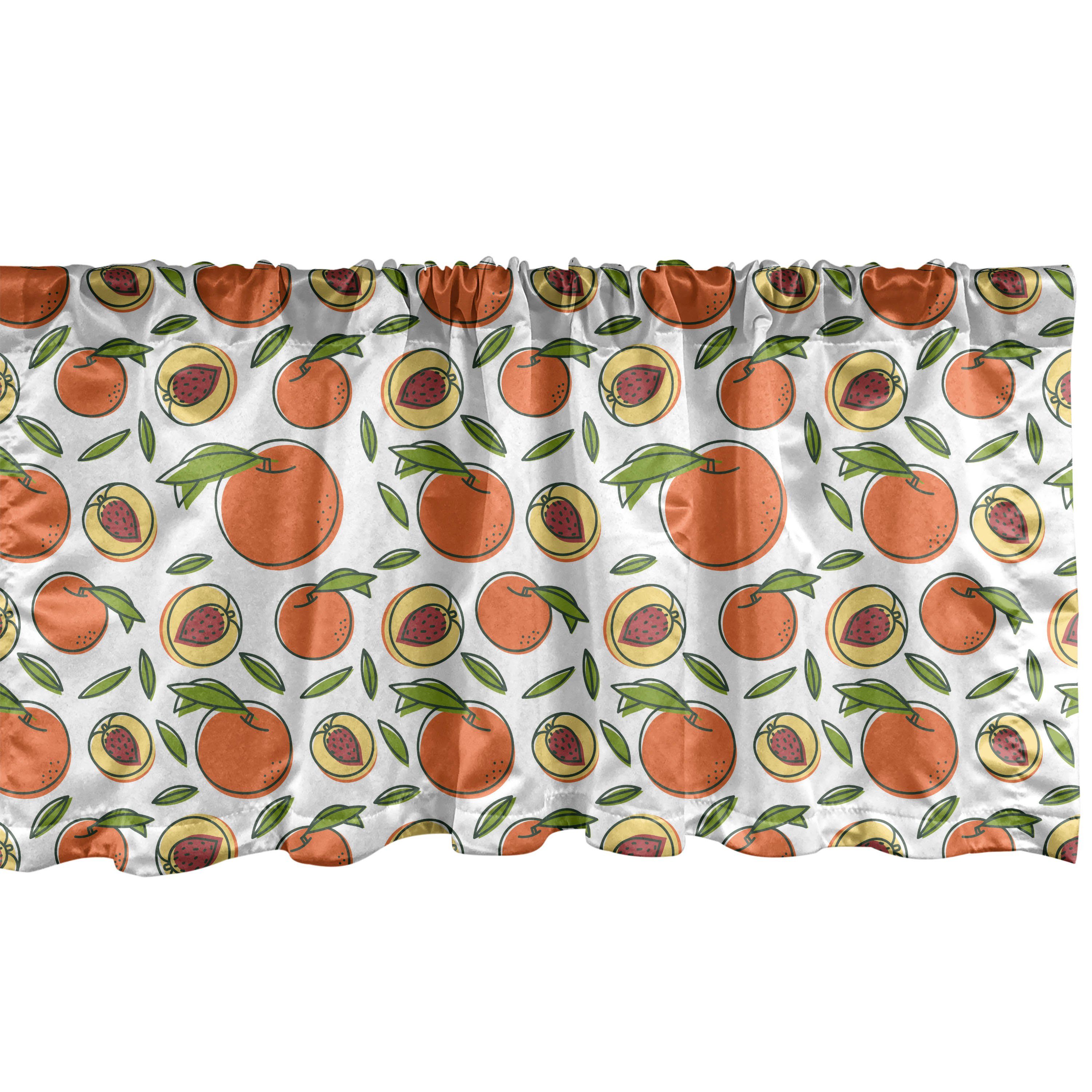 Scheibengardine Vorhang Volant für Küche Schlafzimmer Dekor mit Stangentasche, Abakuhaus, Microfaser, Peach Farben Frucht mit Samen Kunst