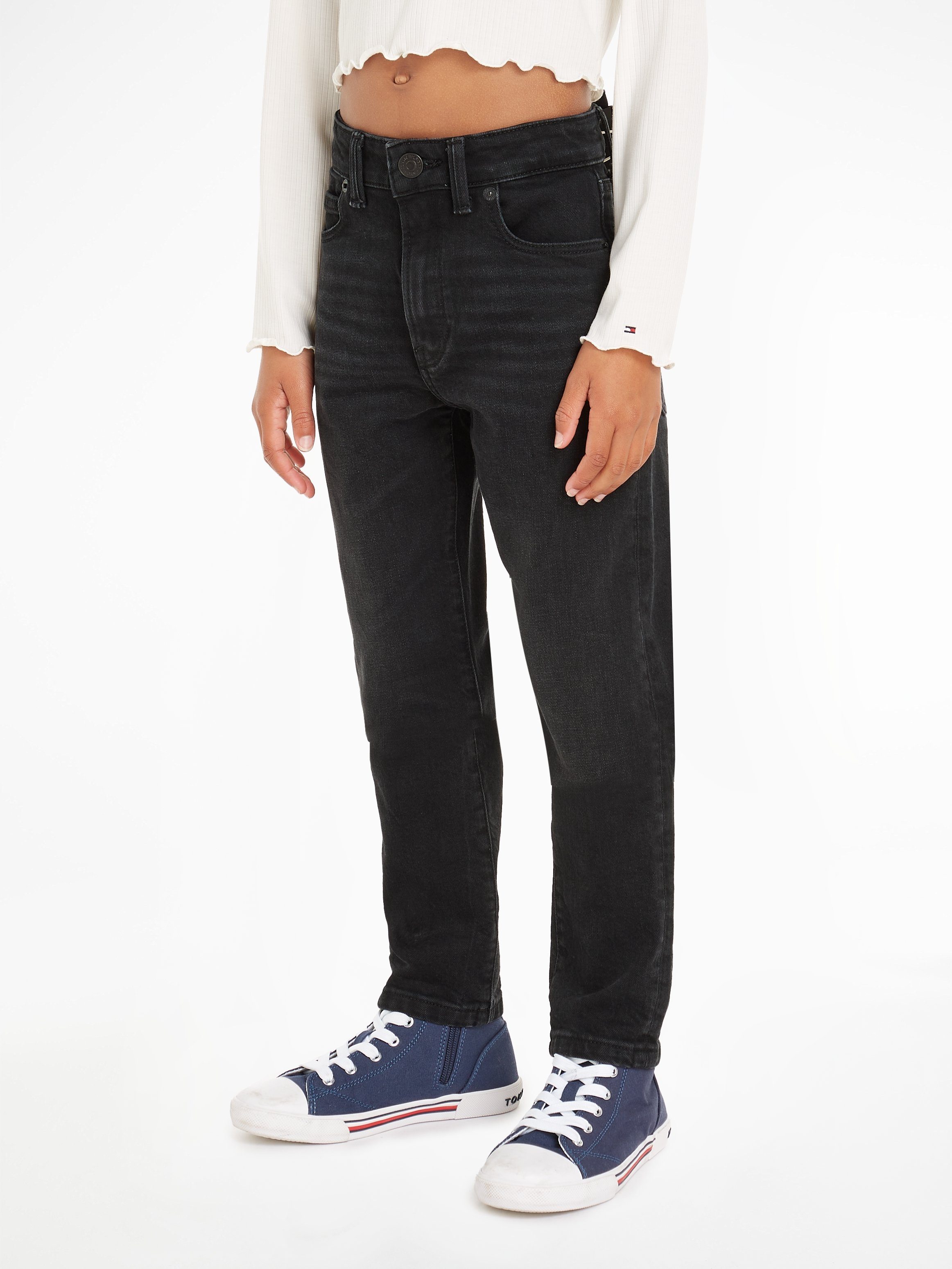 Tommy Hilfiger Straight-Jeans MODERN STRAIGHT BLACK Effekten mit Faded-out