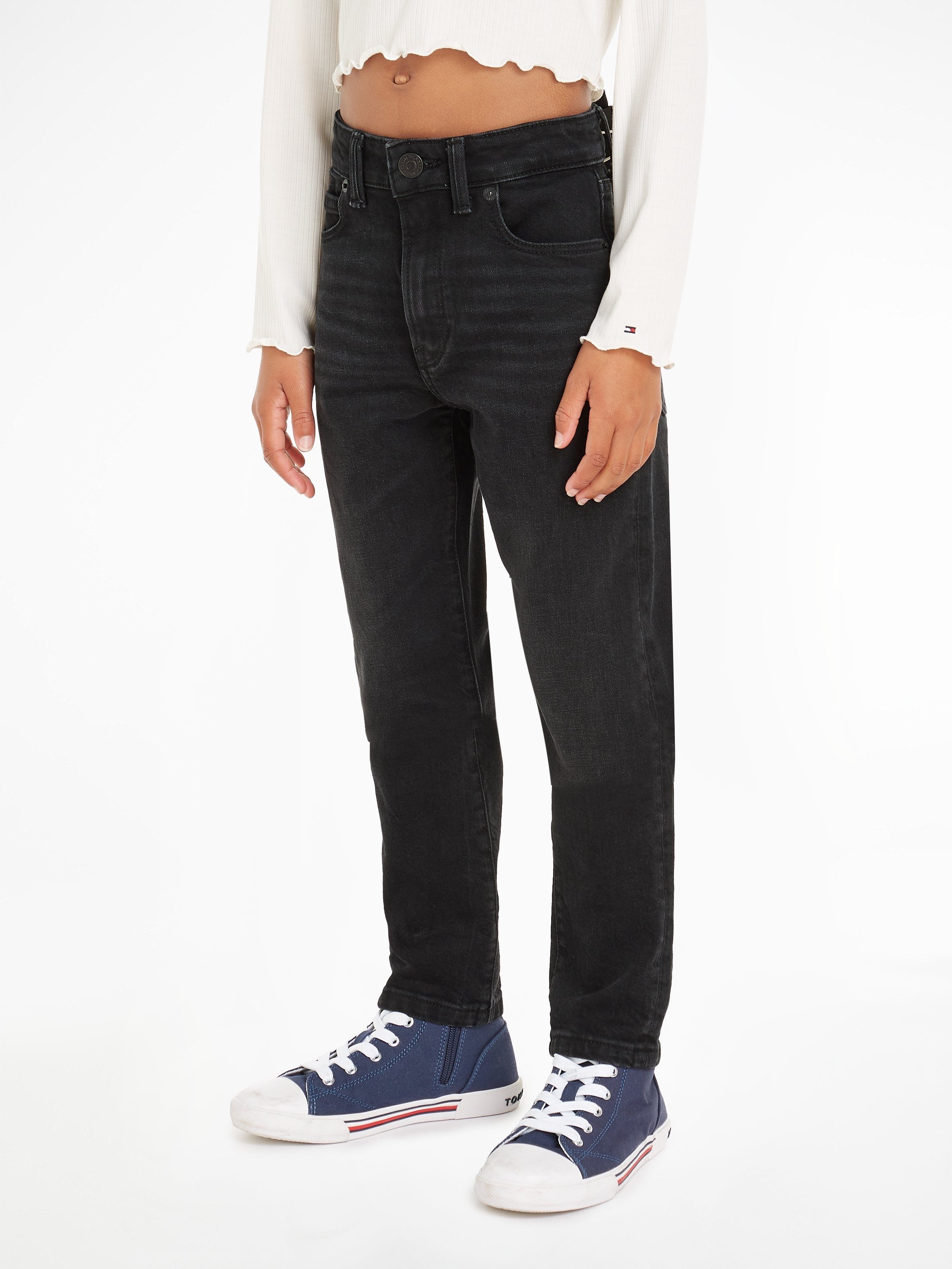 Tommy Hilfiger Straight-Jeans MODERN STRAIGHT BLACK mit Faded-out Effekten