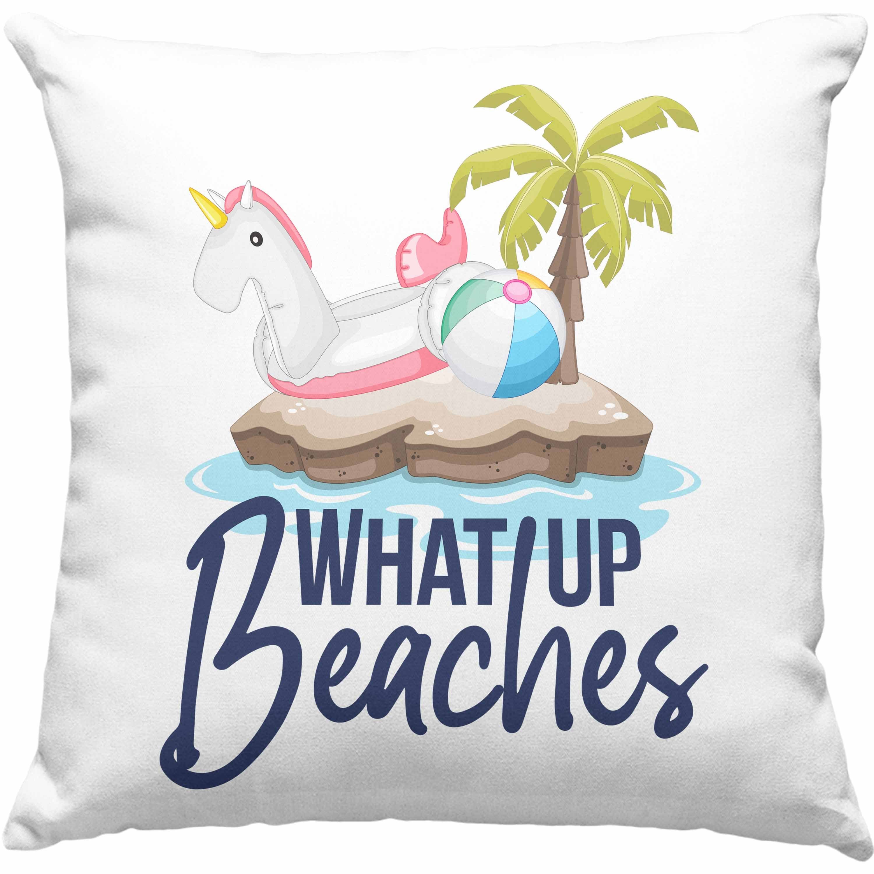 Urlaub Up Trendation Sommer Füllung Geschenkidee Dekokissen Whats Rosa 40x40 Dekokissen Geschenk Beaches mit Trendation Kissen - Strand