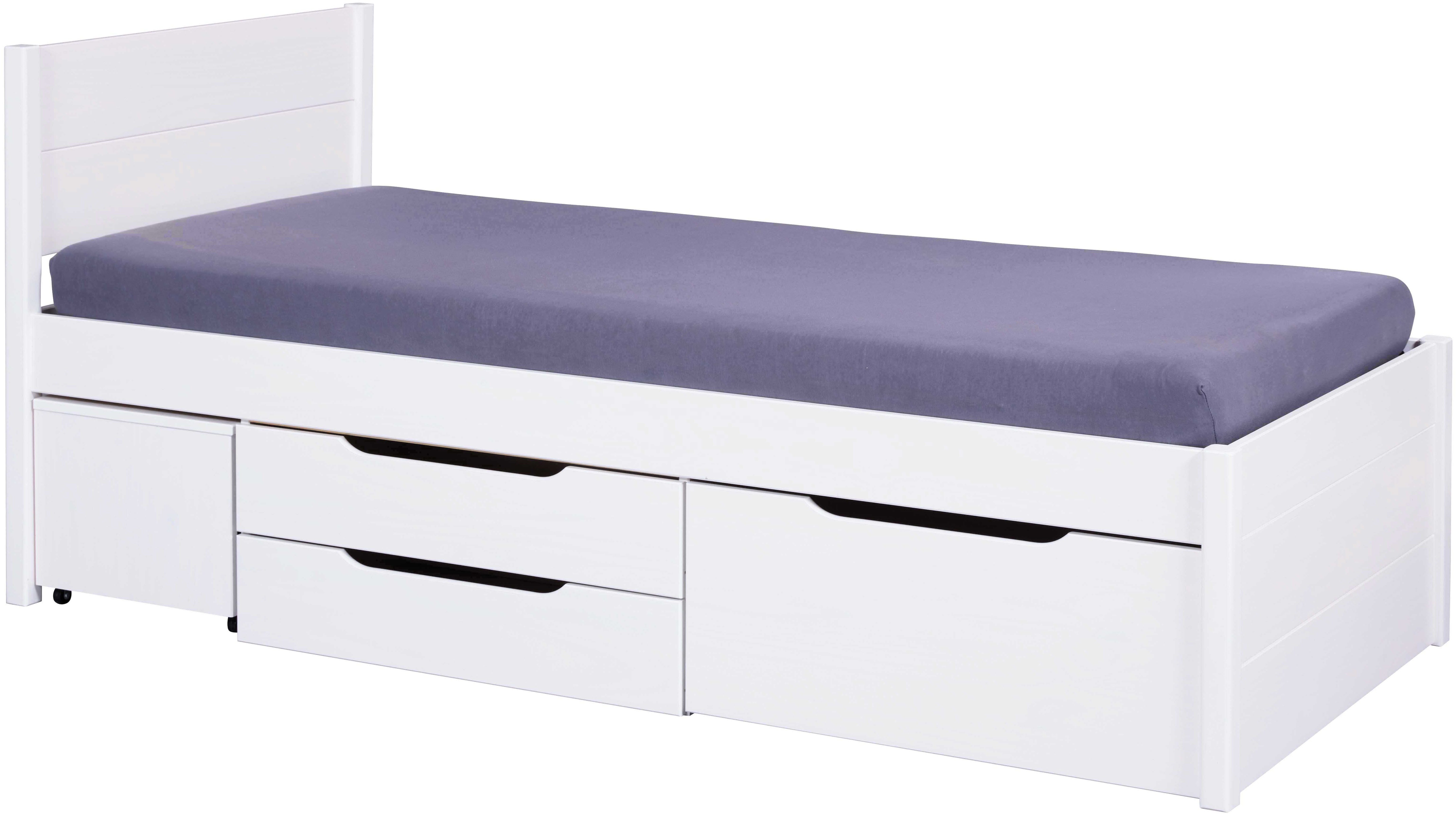 Inter Link Stauraumbett Efetivo, inkl. Nachtkommode, Einzelbett, Doppelbett, Massivholz, Bett mit Stauraum, inkl. Lattenrost, 90/140/160/180x200 cm