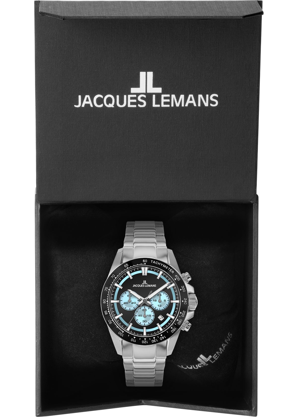 Jacques Lemans Quarzuhr Liverpool 1-2207B, Armbanduhr, Herrenuhr, Edelstahlarmband, analog, Tag, Stoppfunktion