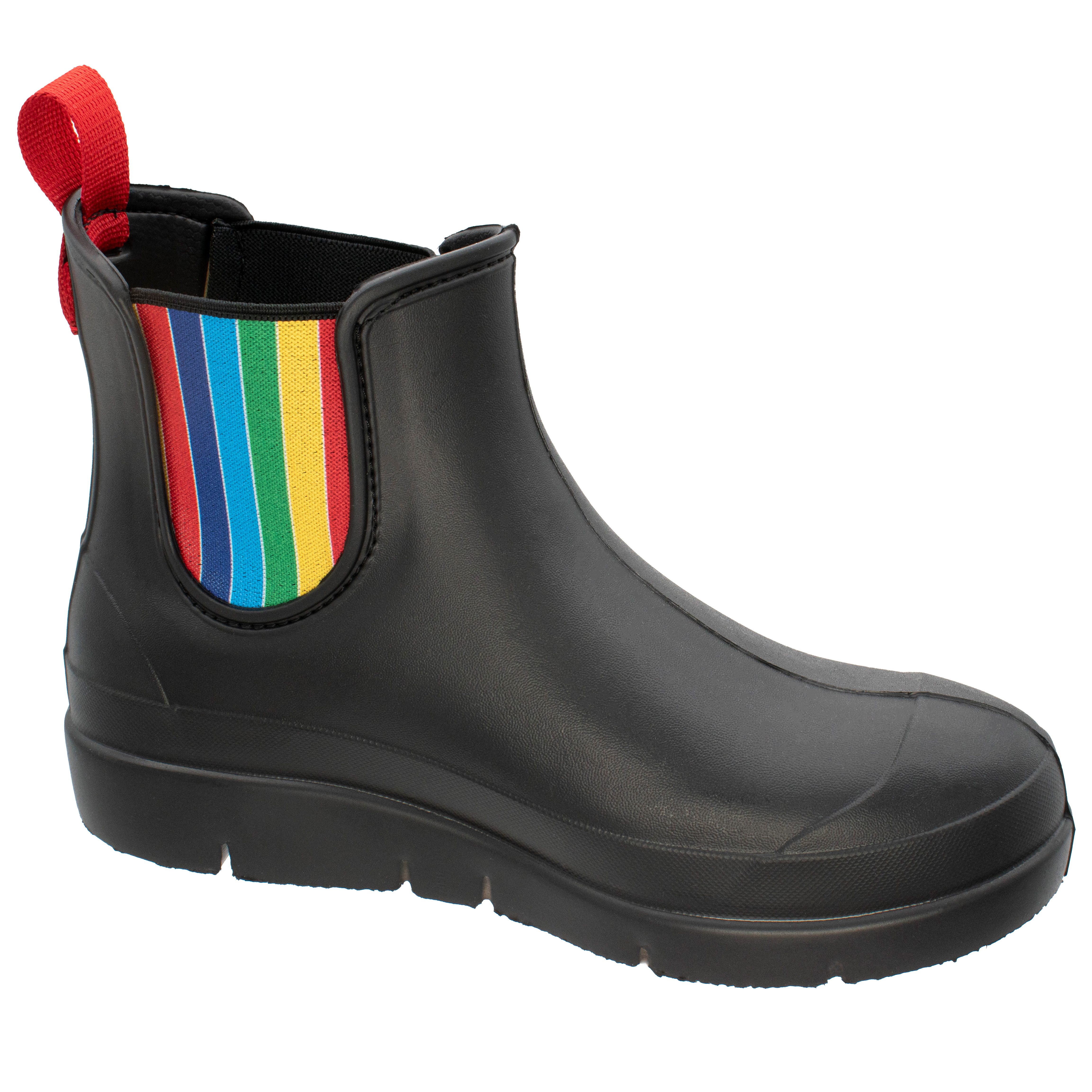 Fischer-Markenschuh Stella Gummistiefelette aus EVA, Regenbogen-Gummizug, leicht, EInlegesohle herausnehmbar