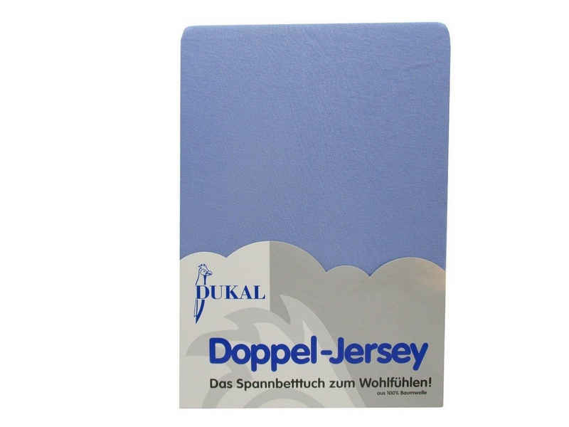 Spannbettlaken aus hochwertigem DOPPEL-Jersey, 100% Baumwolle, DUKAL, Doppel-Jersey, Gummizug: rundum, (1 Stück), 90x200 - 100x200 cm, mit Spannumrandung, Made in Germany