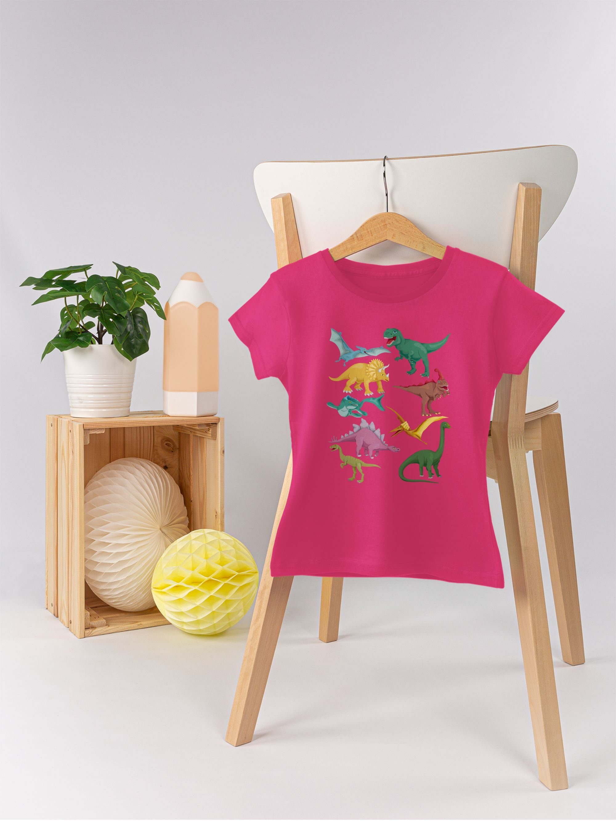 Dinos Tiermotiv Animal 1 Shirtracer Print Fuchsia T-Shirt