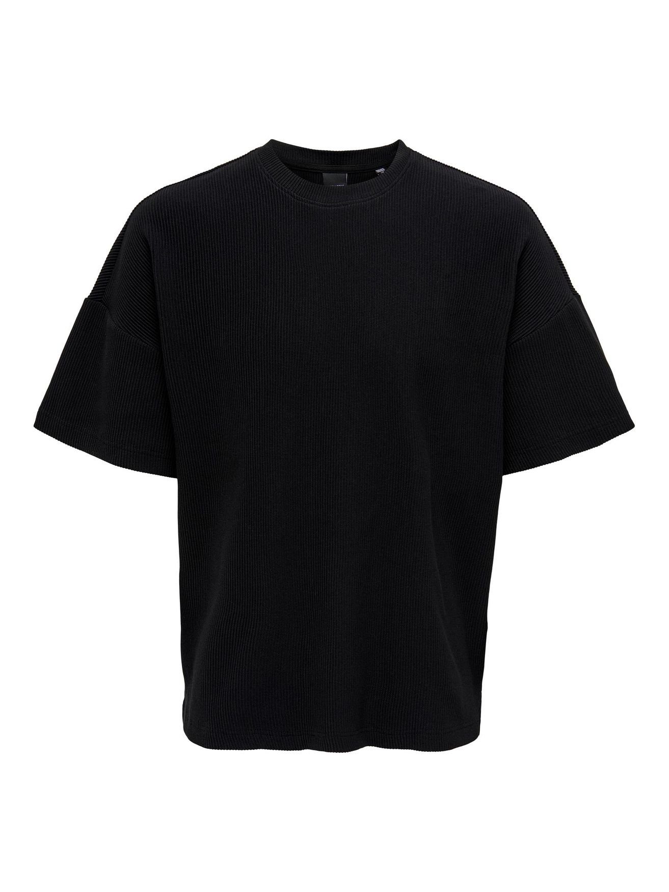 ONLY & SONS T-Shirt Weites Rundhals T-Shirt Kurzarm Basic Shirt ONSBERKELEY 4791 in Schwarz