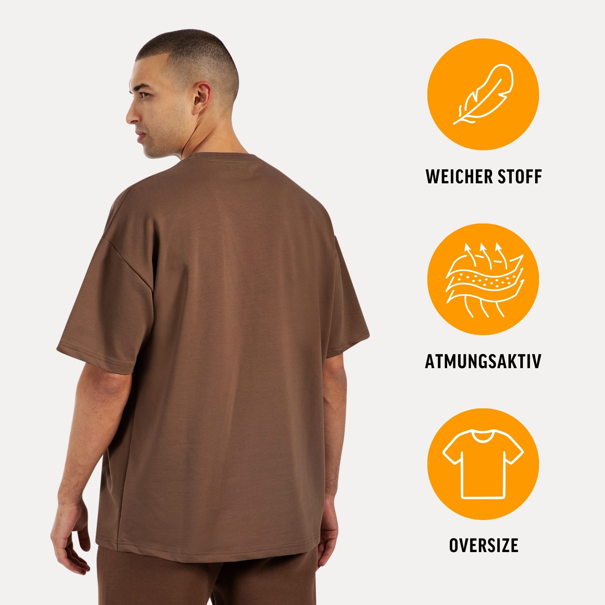 Smilodox T-Shirt Kayson, Locker geschnittenes Oversize Shirt mit Retro Frontprint bequemer Rundhalsausschnitt weiches Material Streetwear Look