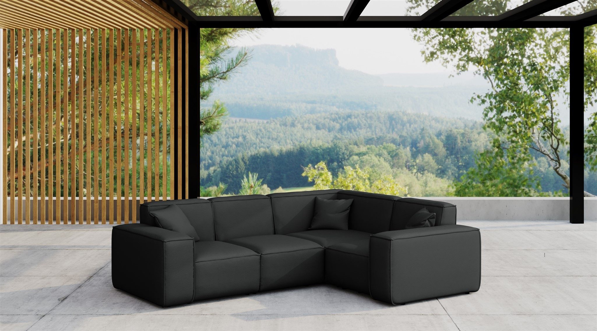 Fun Möbel Loungesofa Gartenmöbel Garten Ecksofa SUMMER, Kurzer Schenkel rechts oder links wählbar, Pflegeleichter und wetterfester Bezug