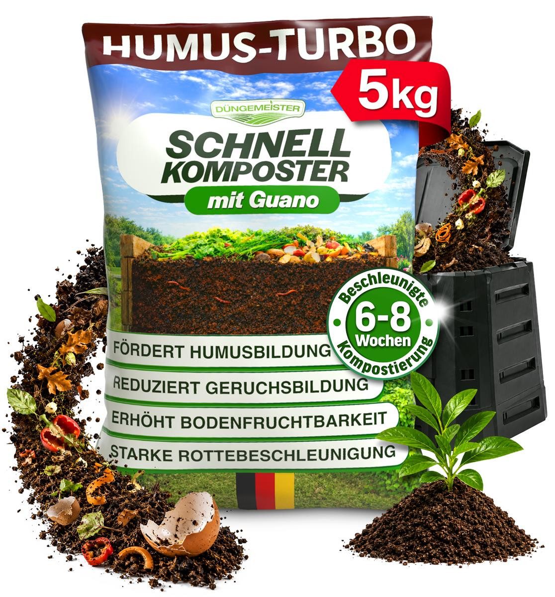 DÜNGEMEISTER Spezialdünger Schnellkomposter Kompostbeschleuniger 5 kg / 10 kg für bis zu 10 m³, Schnellkomposter, geruchsreduzierend, NPK 4+3,5+2, bis 10 m³