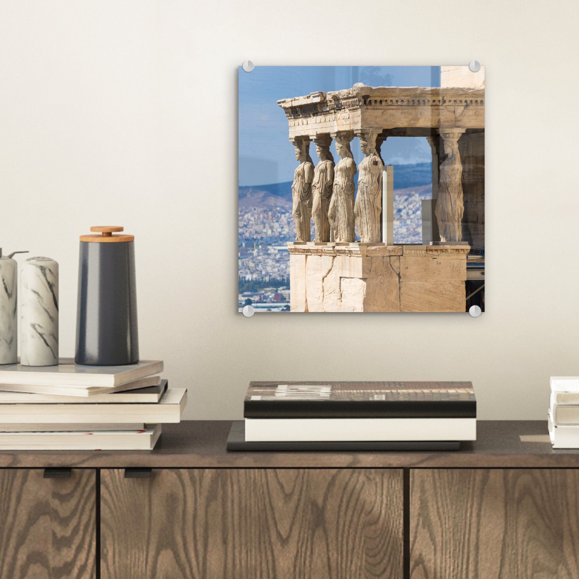 Glas Akropolis Wandbild Foto - auf auf Wanddekoration - - Glasbilder St), Bilder - Athenatempel der von Athen Acrylglasbild (1 Glas MuchoWow auf Platz,