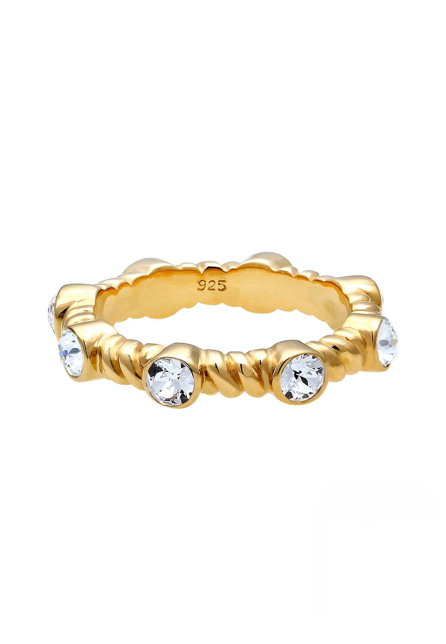 925 Fingerring Gedreht Premium Infinity Gold Kristalle Silber Elli