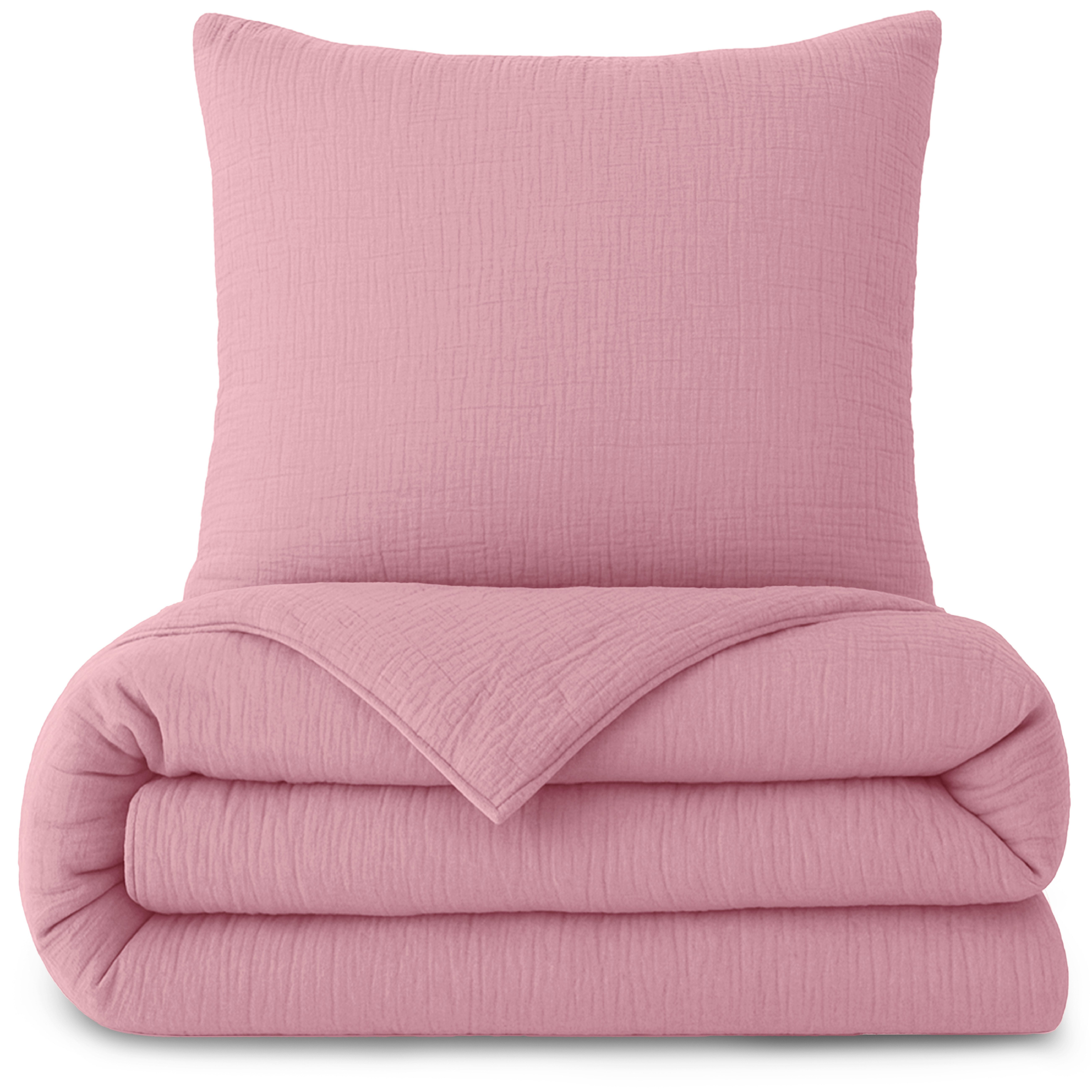 Laynenburg Bettwäsche Musselin aus 100% Baumwolle in 135x200 oder 155x220 cm, atmungsaktiv & bügelfrei – 2 lagig mit Reißverschluss & Haltebändern