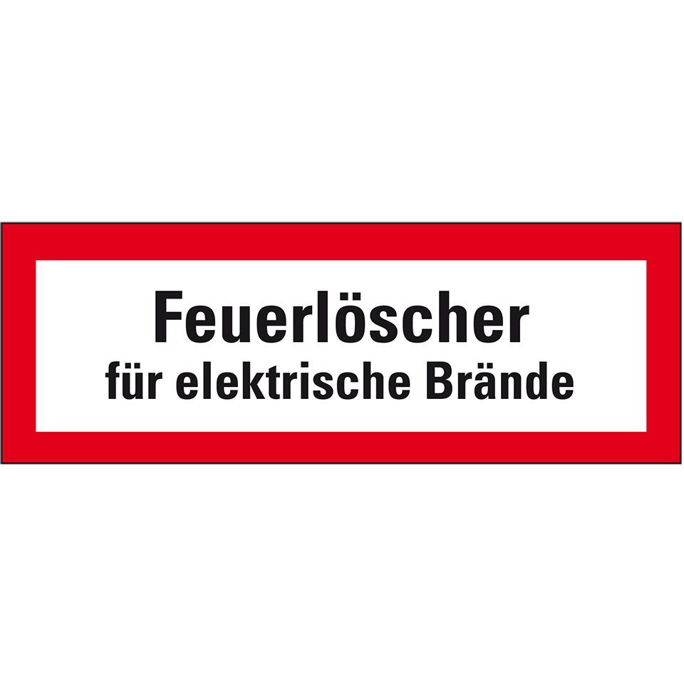 König Werbeanlagen Hinweisschild Feuerwehrschild Feuerlöscher für  elektrische Brände, PVC, 210x74mm