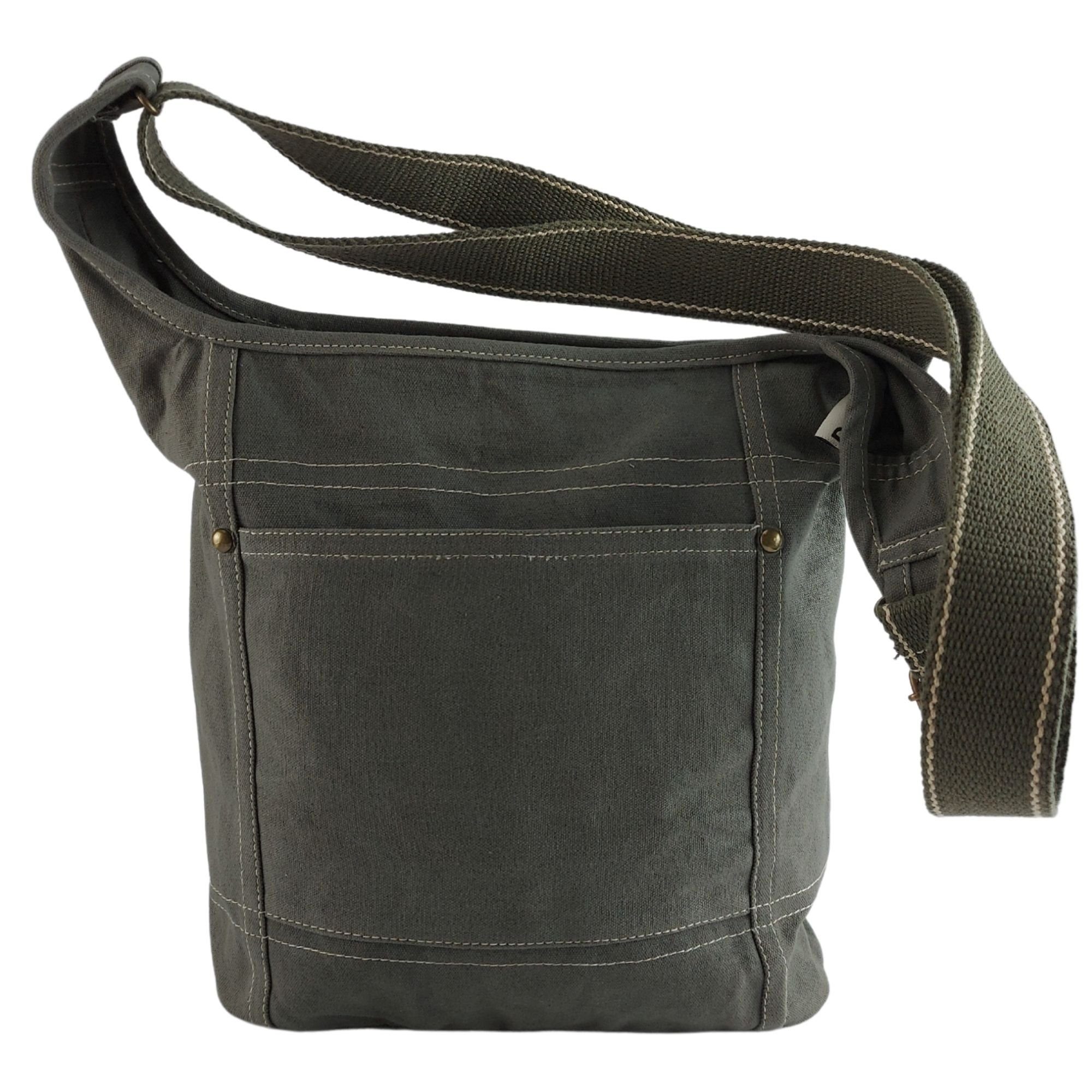 Umhängetasche gewachste Canvas Schultertasche Crossbody Tasche vegan wasserabweisend, verstell- und abnehmbarer Schultergurt, vegan