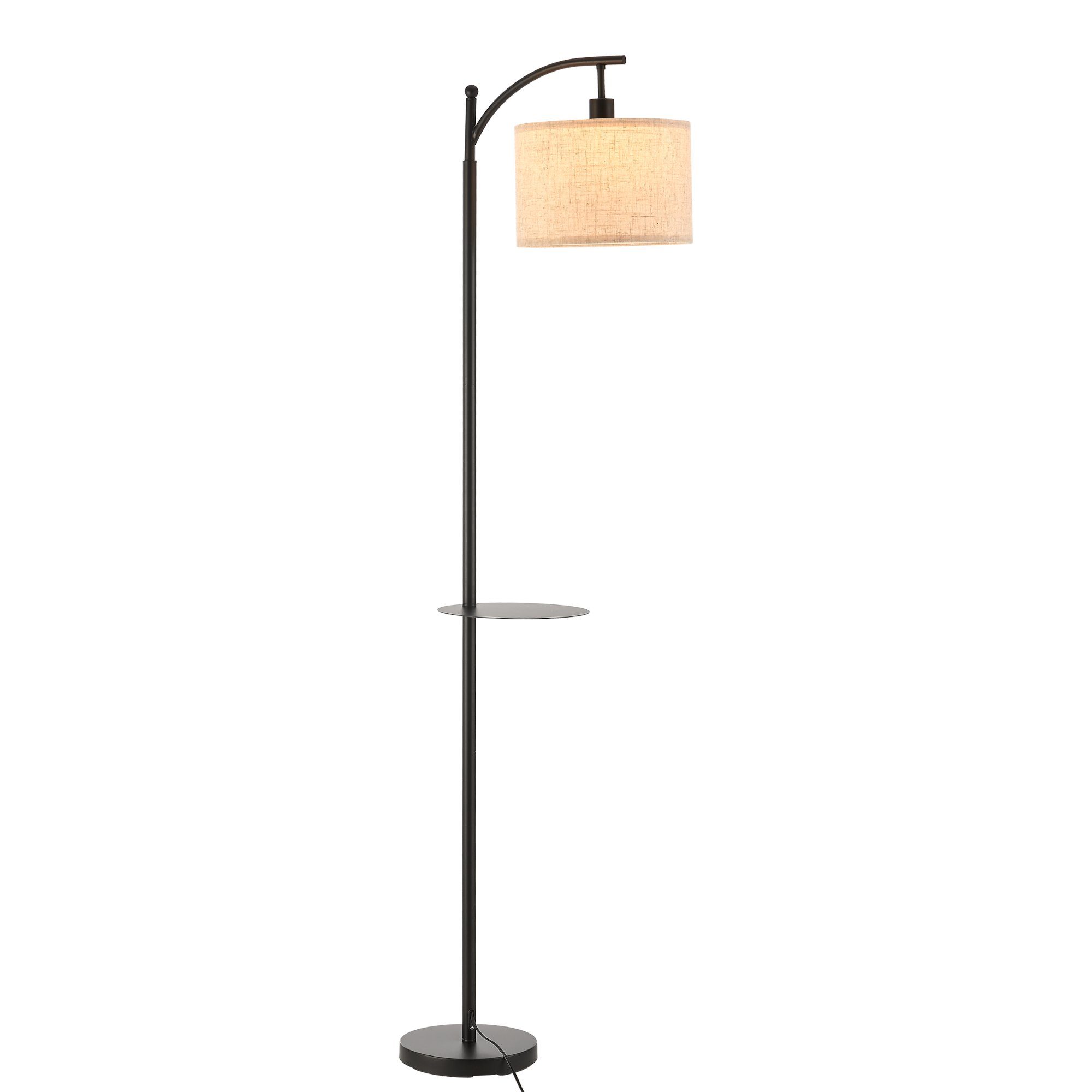 Schwarz/Beige Gestell hoch mit Ablage Stehlampe, 1xE27 180cm am »Sunderland« lux.pro