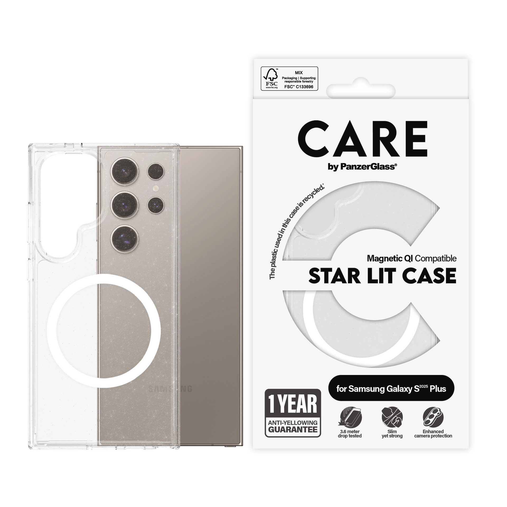 CARE by PanzerGlass Handyhülle Magnetic QI Compatible Star Lit Case für Samsung Galaxy S25 Ultra, Backcover, Schutzhülle, Handyschutzhülle, Case, Schutzcase, stoßfest