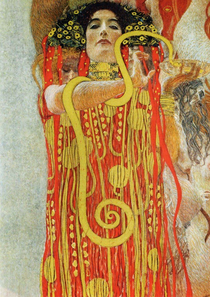 Gustav Ausschnitt: Klimt Kunstkarte Hygieia" "Medizin, Postkarte