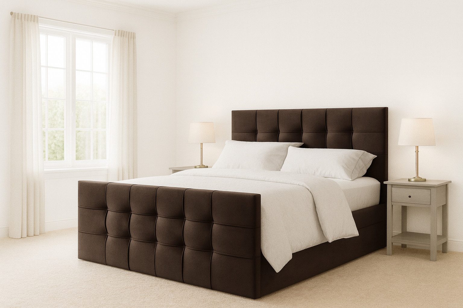 AN-MOEBEL4U Boxbett KARO mit Bettkasten, Topper (Stauraum, Schlafzimmer), Bonellfederkernmatratze