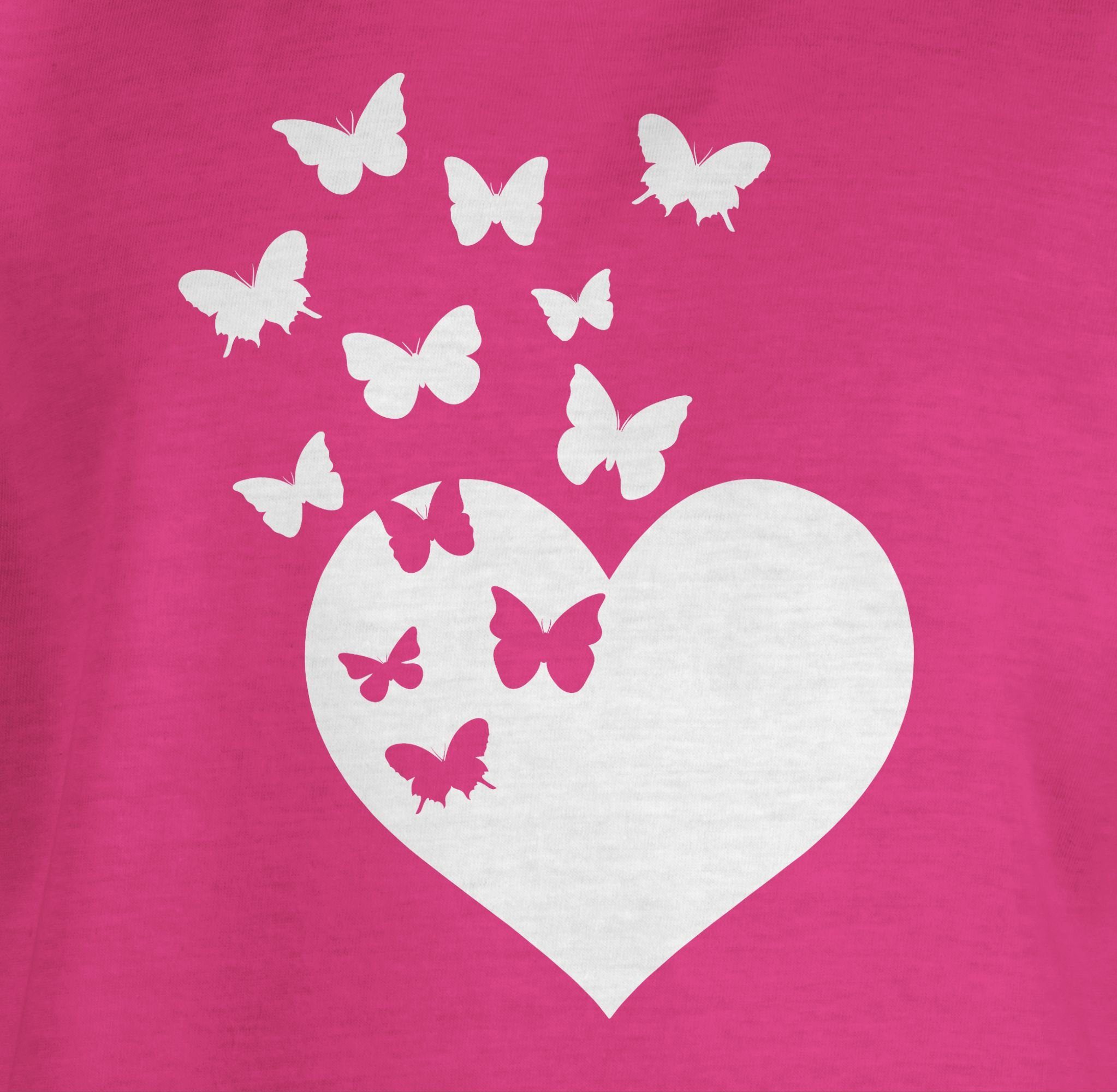 T-Shirt Shirtracer Geschenkidee Fuchsia Herz Schmetterlingen süße mit 1