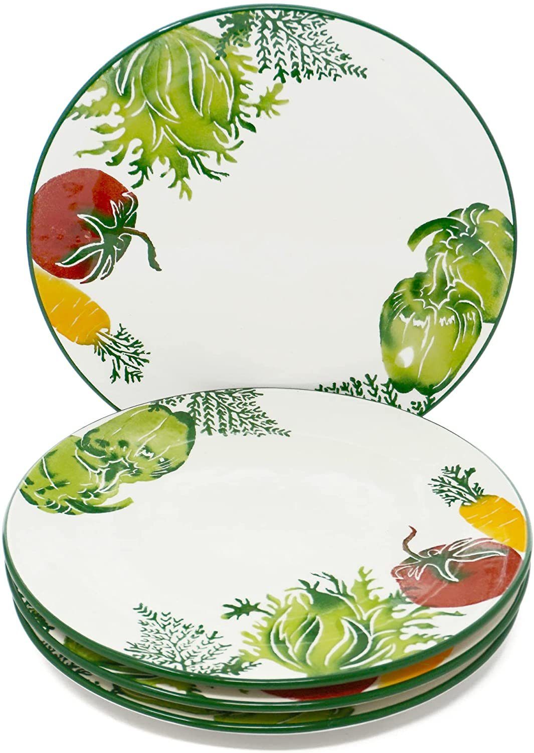 Lashuma Teller Gemüse, (4 St), Servierplatten im Keramik Set, Essteller Ø 25 cm