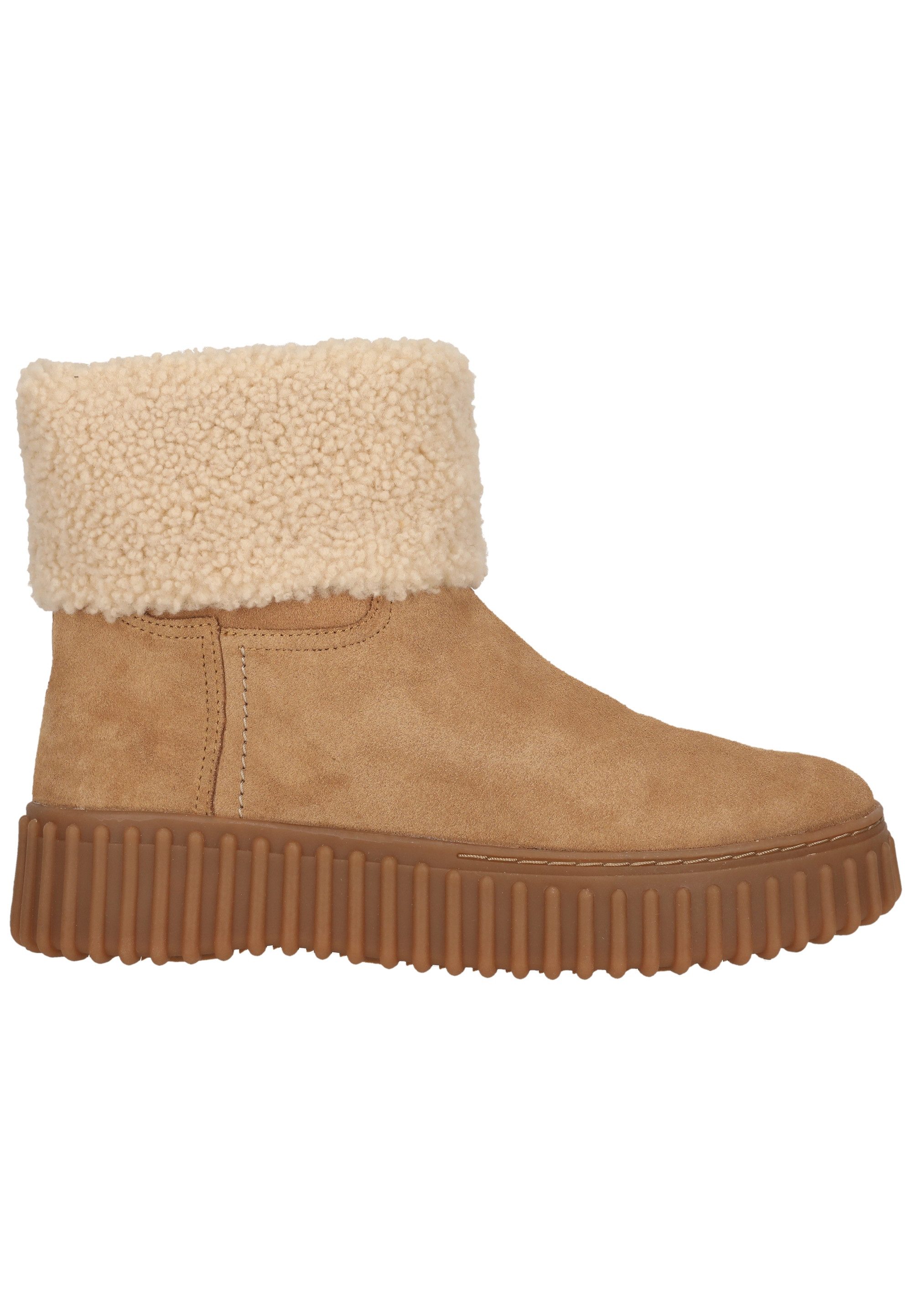Clarks Torhill Turn Light Tan WLined Stiefel mit charakteristischer, gerippter Sohle