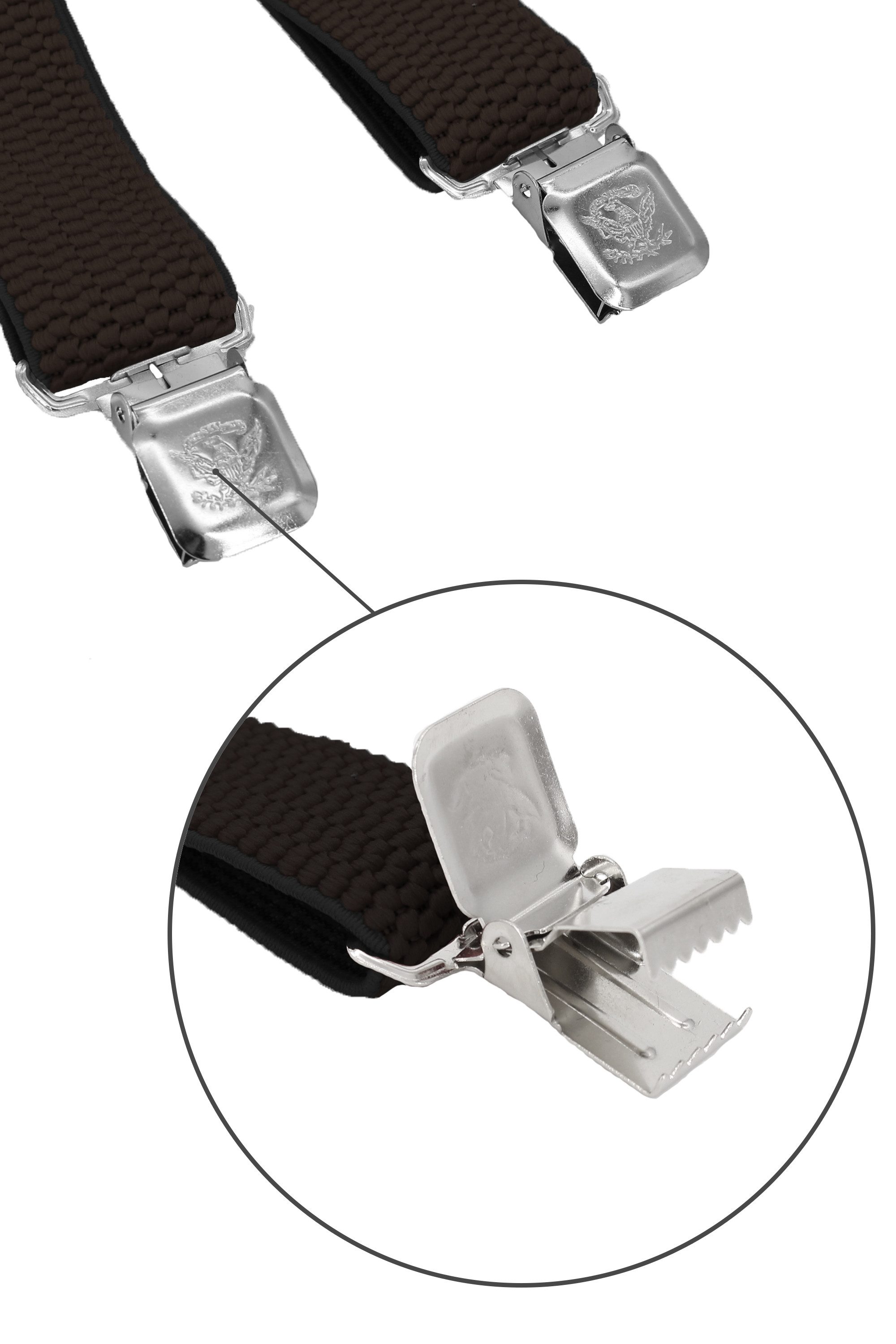 Fabio Farini Hosenträger 4cm Breites Y-Design verstellbar mit extra starken Clipverschluss, Braun – Bild 4 von 5