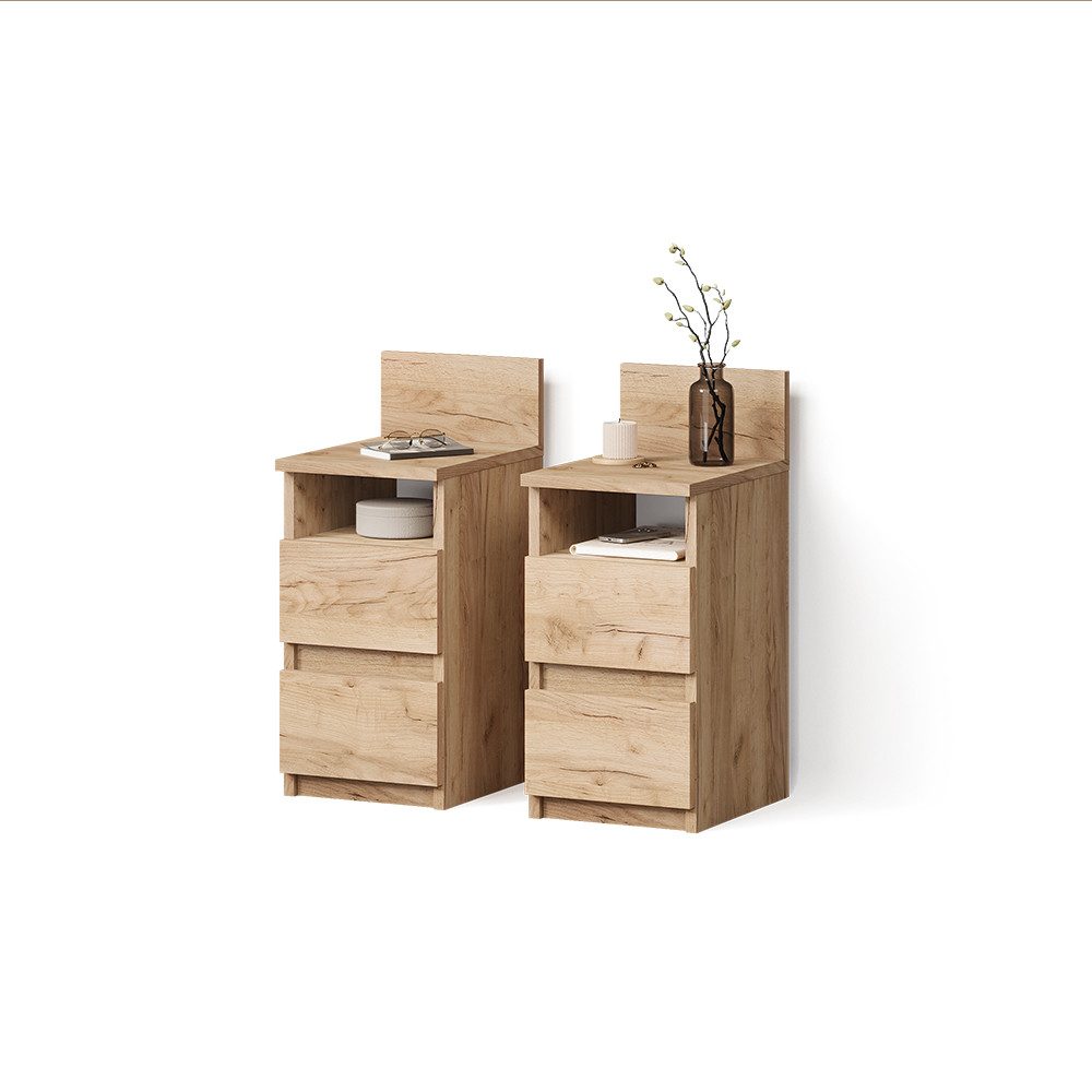Livinity® Nachtschrank Roya, Goldkraft Eiche, 2er Set (2-St)