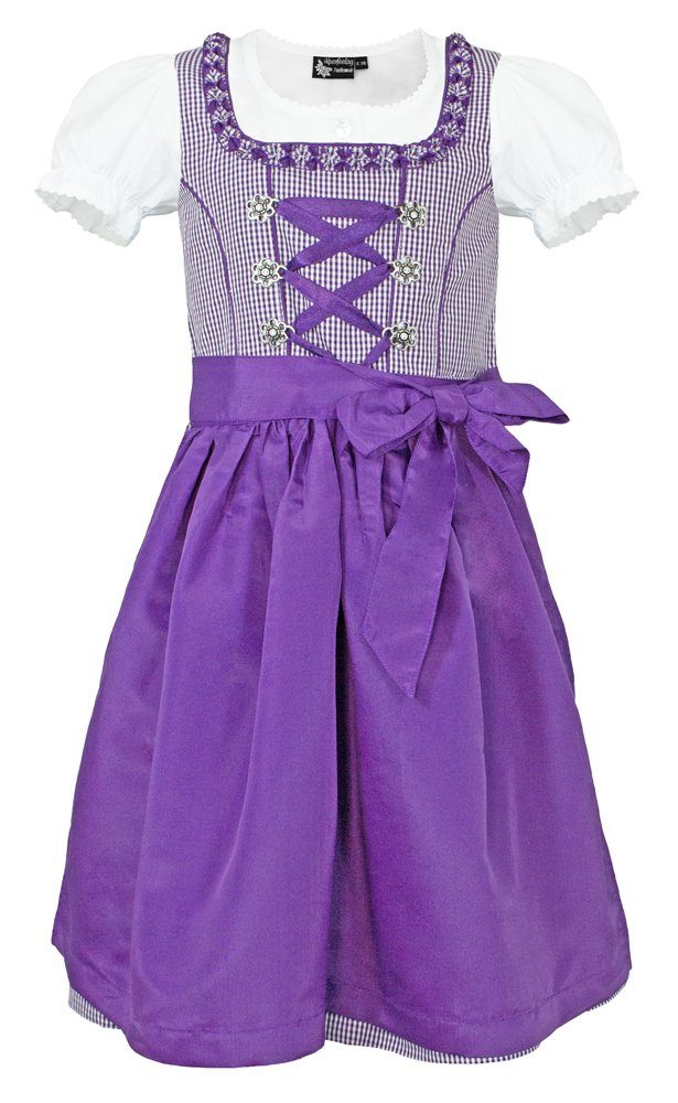 Maddox Dirndl "Zillertal" 3-teilig mit Bluse, Kinder Dirndl Lila Weiß