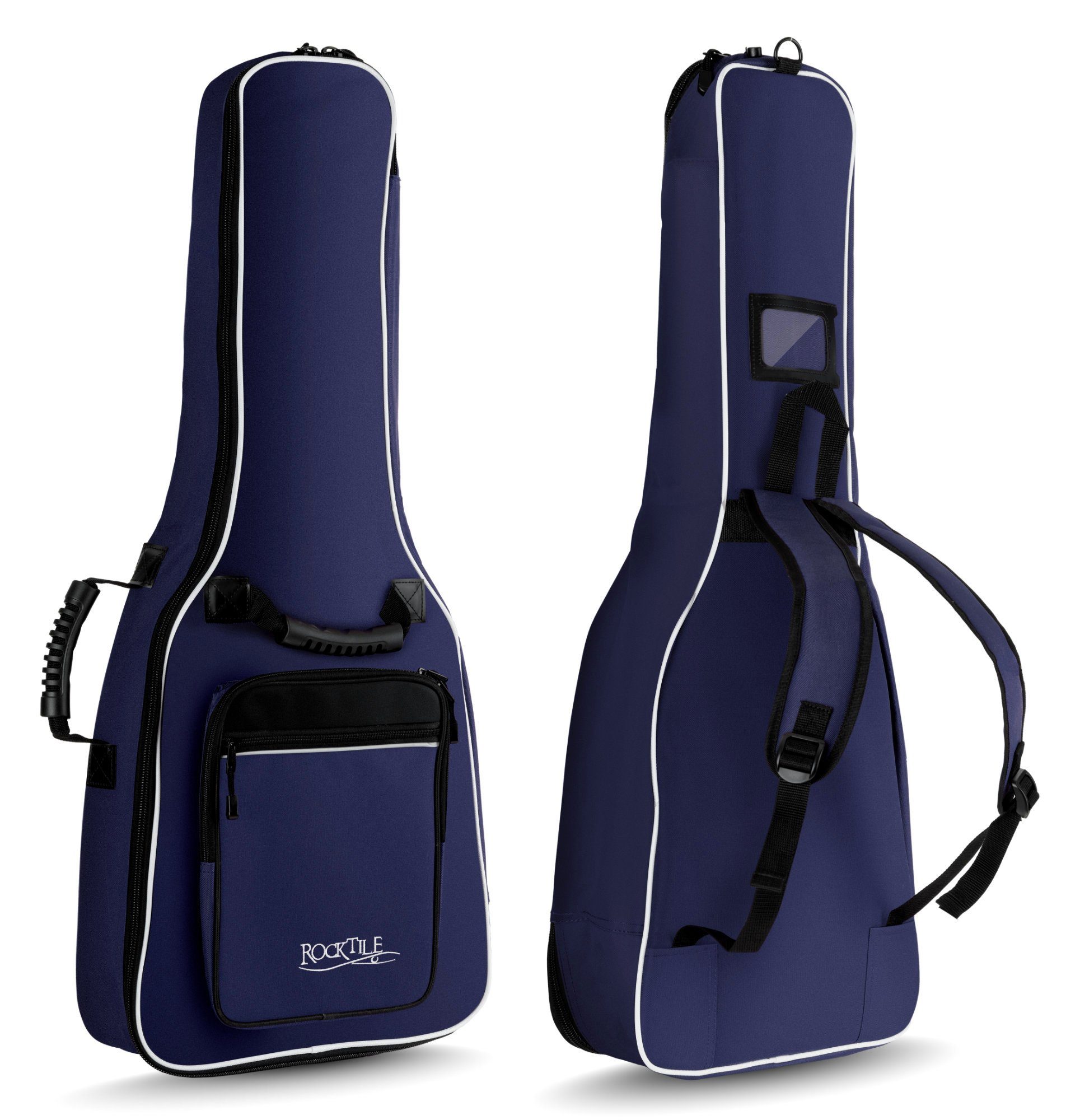 Rocktile Gitarrentasche Klassik-Gitarrentasche 1/2-Größe (Gigbag mit weicher Polsterung, inkl. 2 Fronttaschen für Noten/Zubehör), Ergonomisch geformter Komfort-Griff