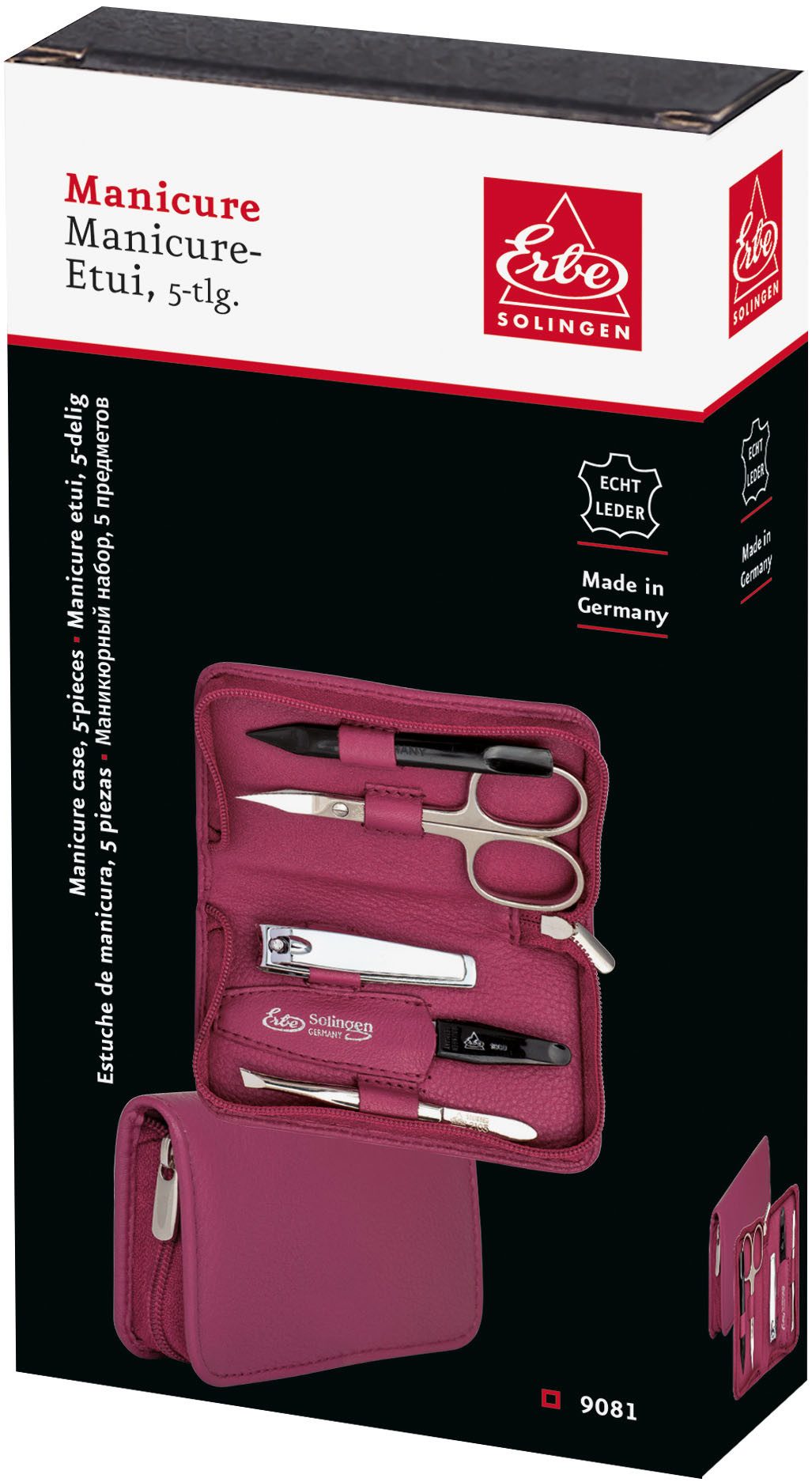 ERBE Maniküre-Etui Lederetui mit Zippverschluss, 5 tlg., bestückt mit Solin günstig online kaufen