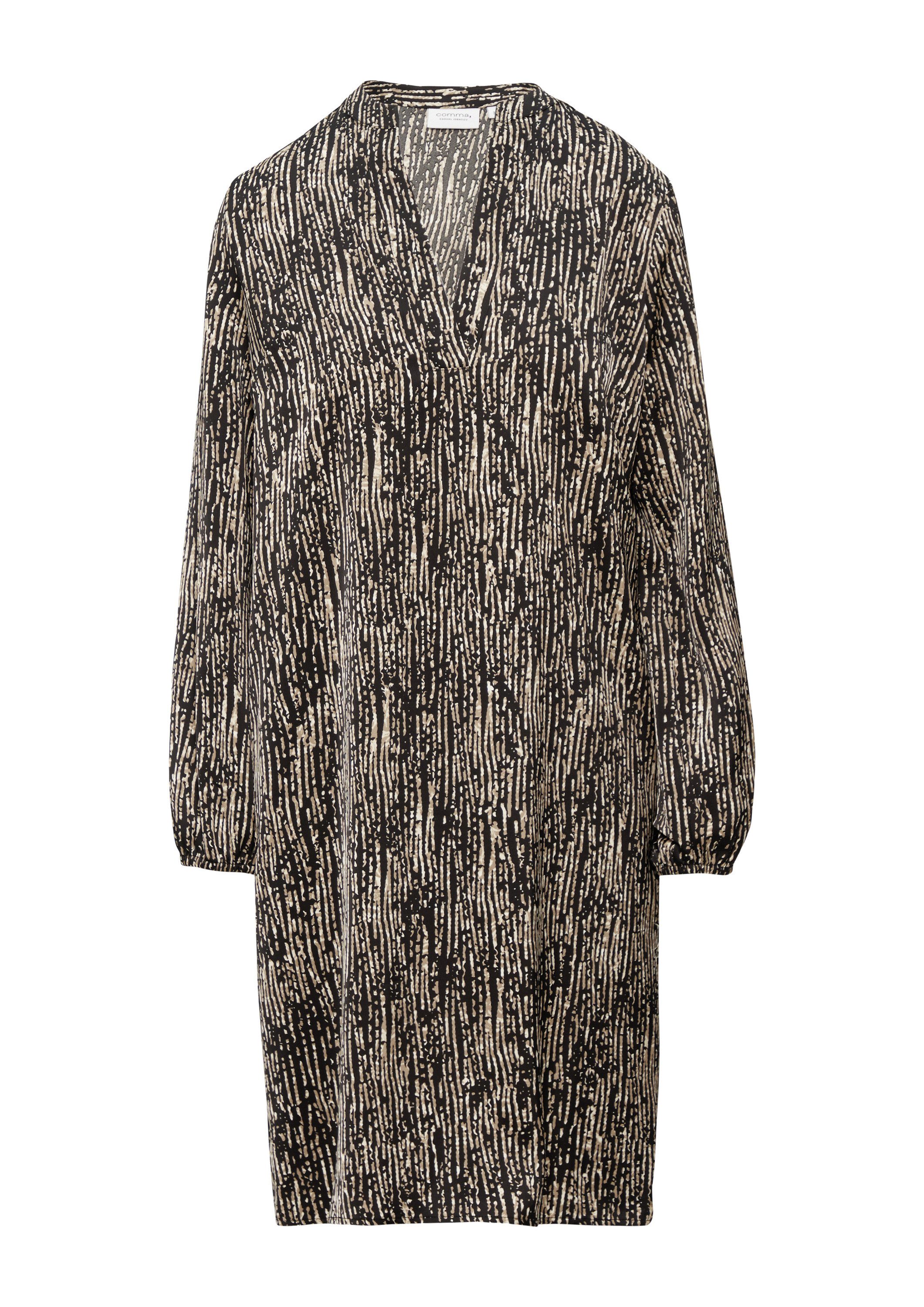 comma Minikleid Kleid Satinkleid mit All-over-Print und seitlichen Eingriff günstig online kaufen