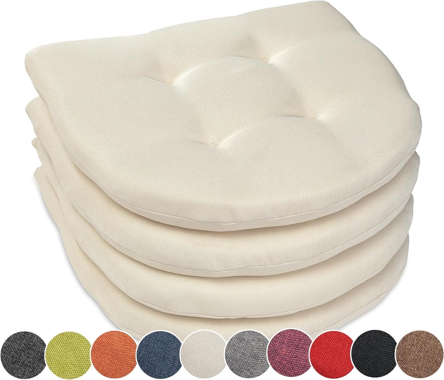 sunnypillow Stuhlkissen 4er Set Auflage 40x40 für Stühle, Bänke in Haus und Garten dick 5cm, Sitzkissen Sitzauflage Stuhlauflage Gartenkissen Esszimmerstuhl Ecru | Stuhlkissen