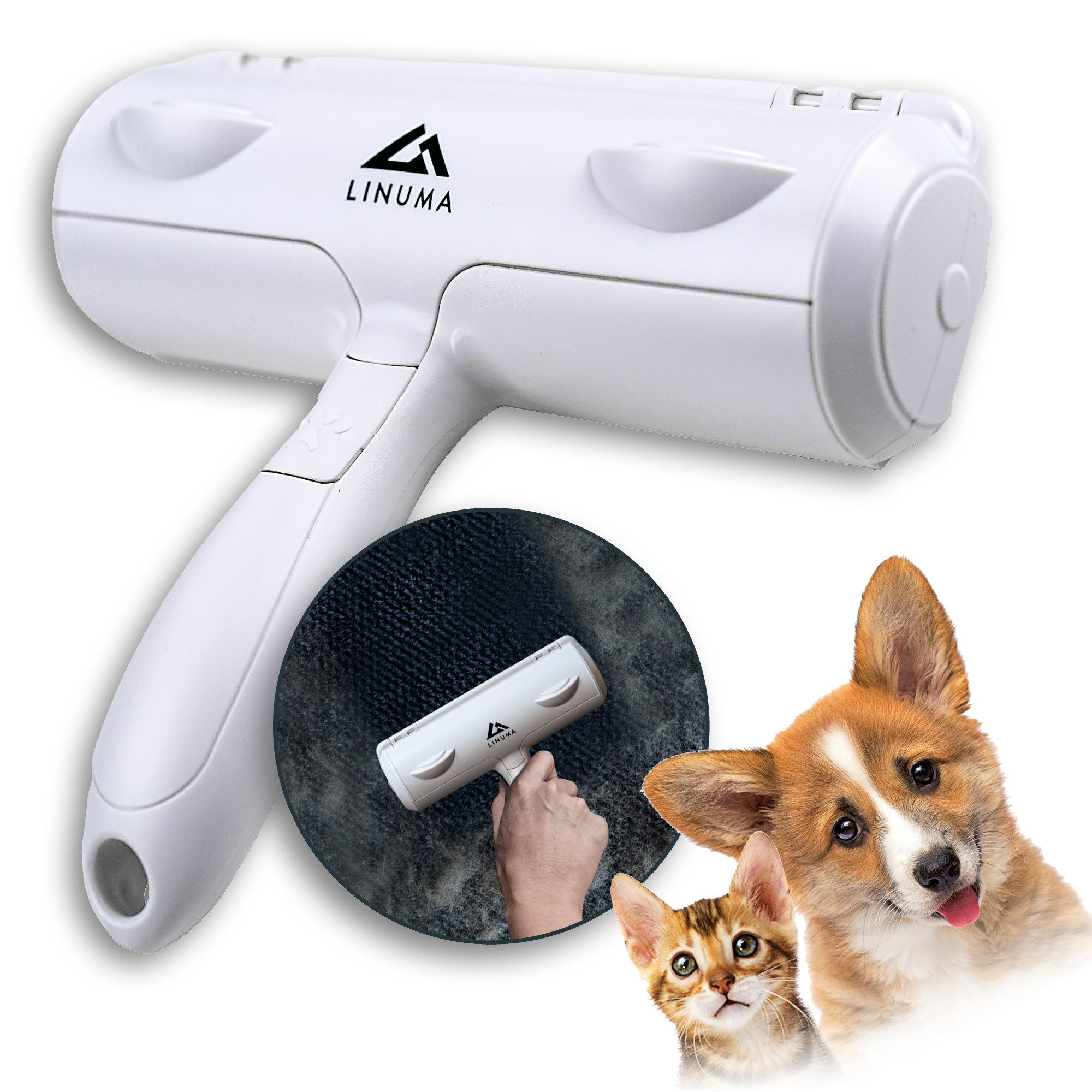 LINUMA Fusselbürste Fusselrolle wiederverwendbar Tierhaarentferner Katzenhaarentferner