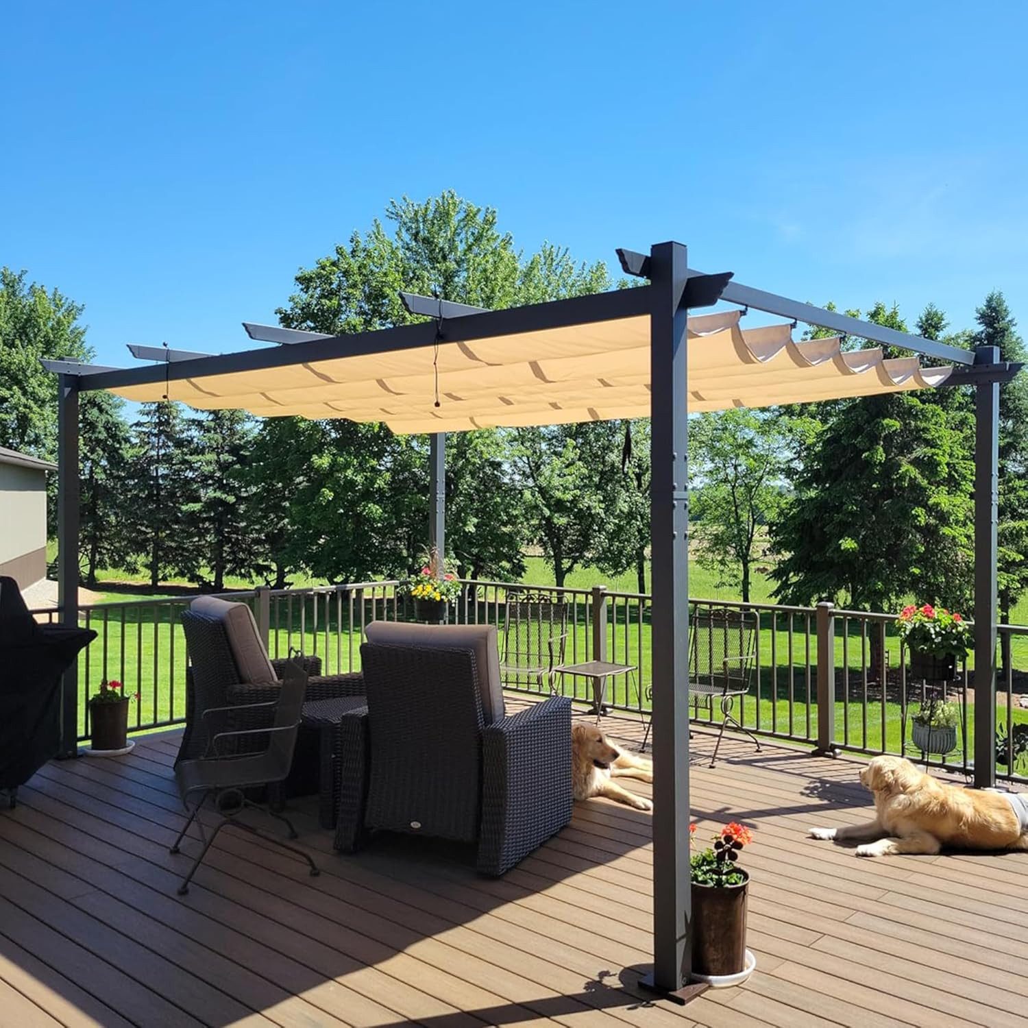 Thumbnail - PURPLE LEAF Pergola Außenbereich Aluminium Modern Pavillon mit Markisenschutz, Schiebedach, BxTxH: 330,00x400,00x245,00 ...