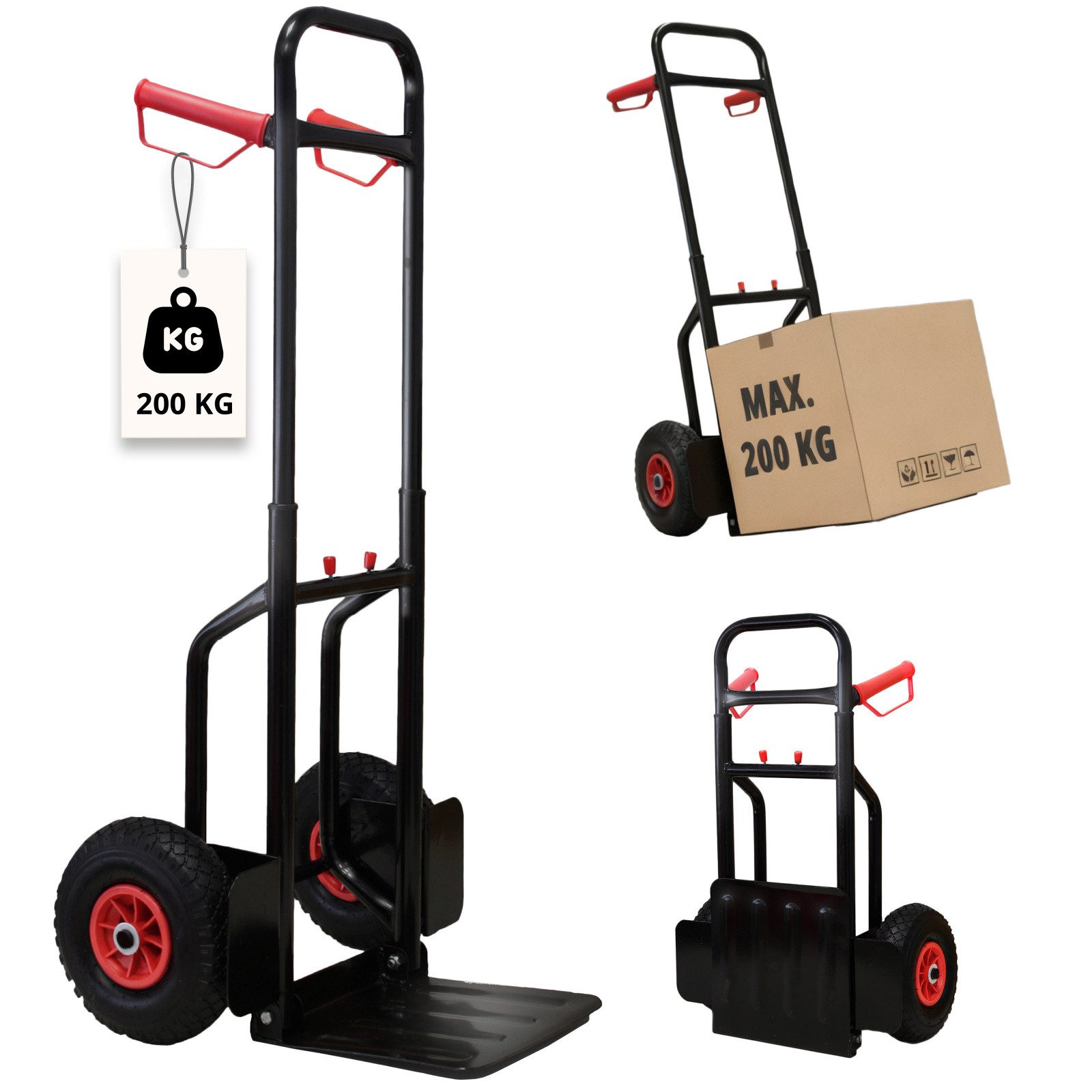 Grafner Sackkarre ransportkarre Stapelkarre ausziehbar 200 kg klappbar, 200 kg Tragkraft, ausziehbar