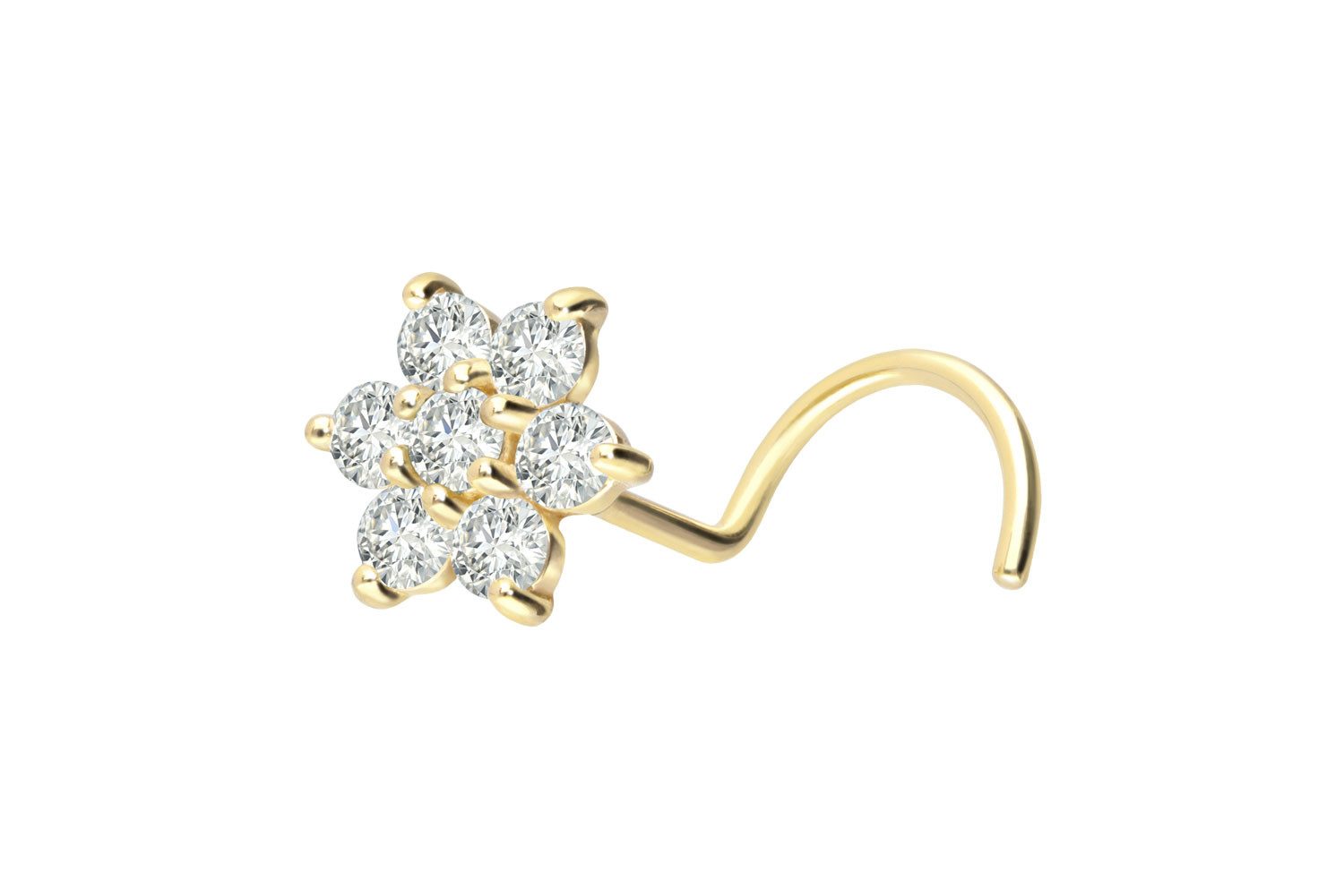 PIERCINGLINE Nasenpiercing 18 Karat Gold Nasenstecker Spirale DIAMANT-BLUME (Nasenstecker, 1-tlg)