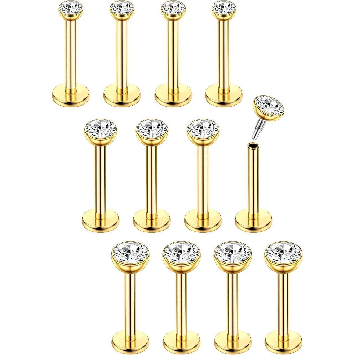 Piercing-Set 16G 12Pcs Helix Piercings Chirurgenstahl Ohr Nasen Tragus Lippen