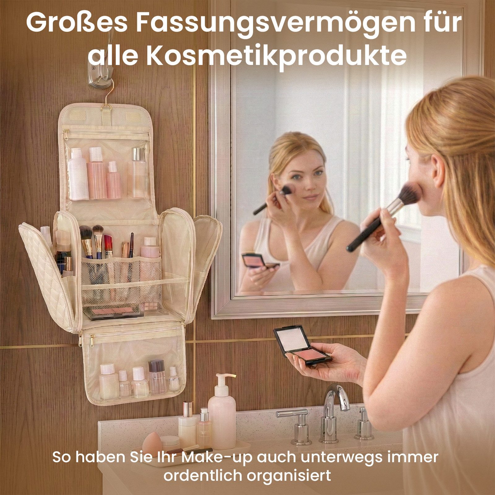 Youyijia Kulturbeutel Make-Up Organiser Groß Kulturbeutel Damen Gross Kulturtasche Aufhängen – Bild 2 von 5