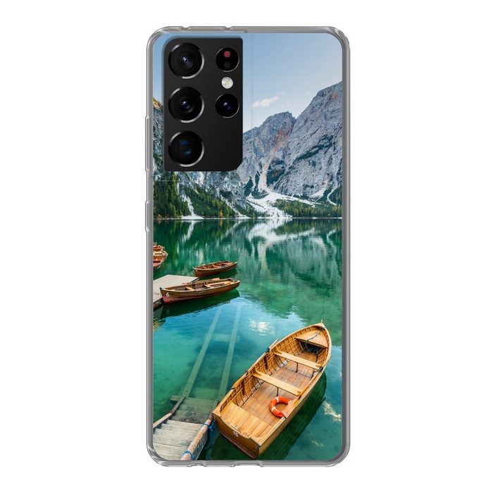 MuchoWow Handyhülle Alpen - See - Boot Phone Case Handyhülle Samsung Galaxy S21 Ultra Silikon Schutzhülle