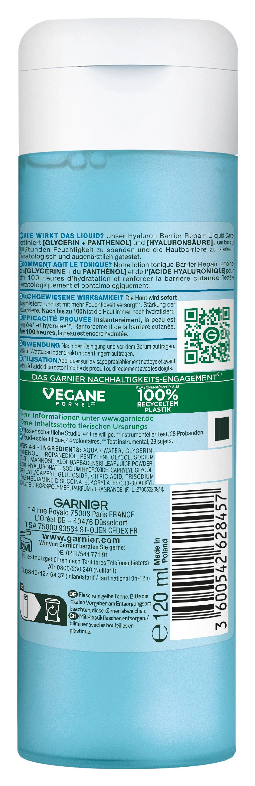 GARNIER Toner HYALURON BARRIER REPAIR LIQUID CARE