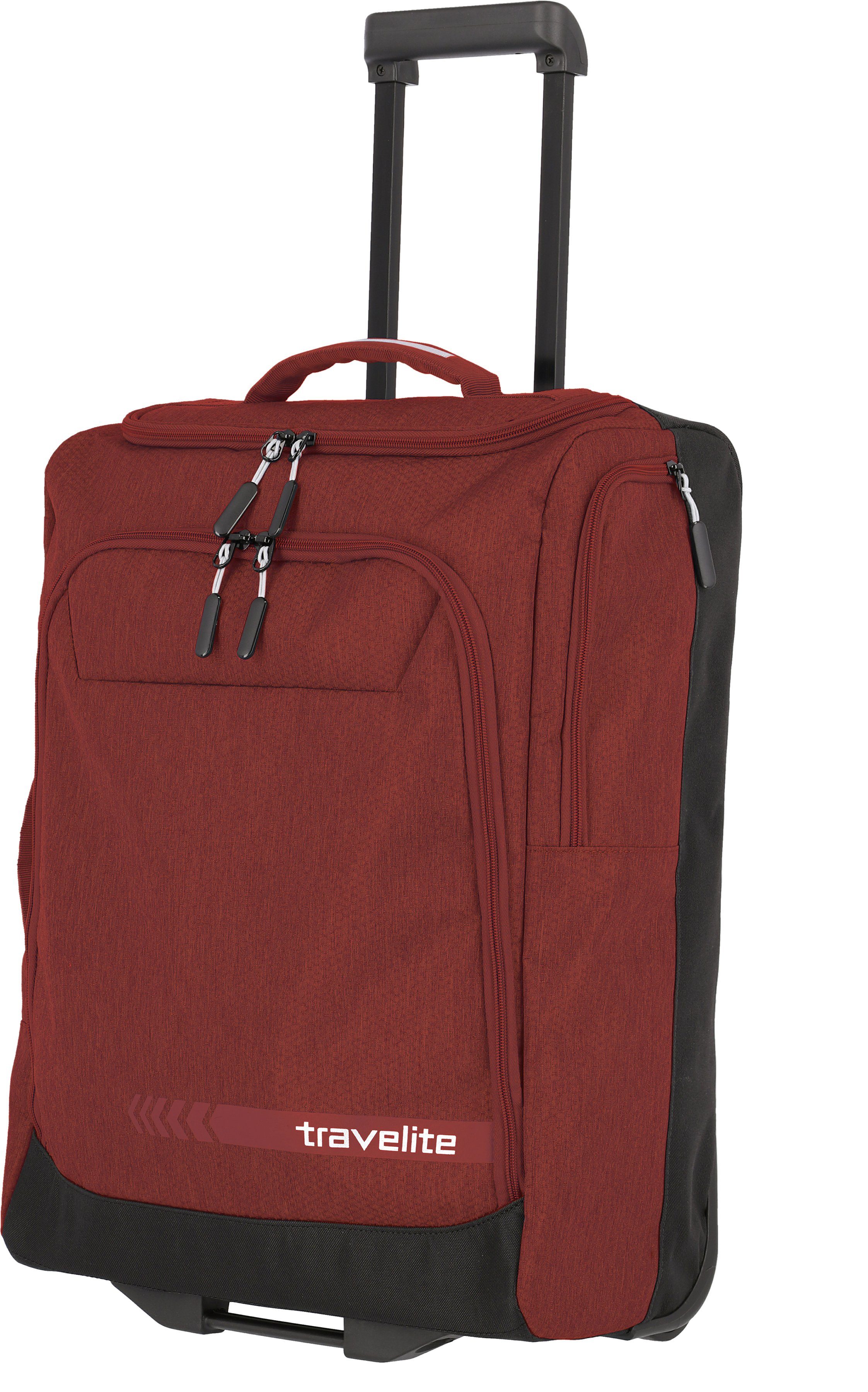 travelite Kick Rot mit S, 55 Off cm, Rollen, Weichgepäck-Trolley 2 Trolleyfunktion