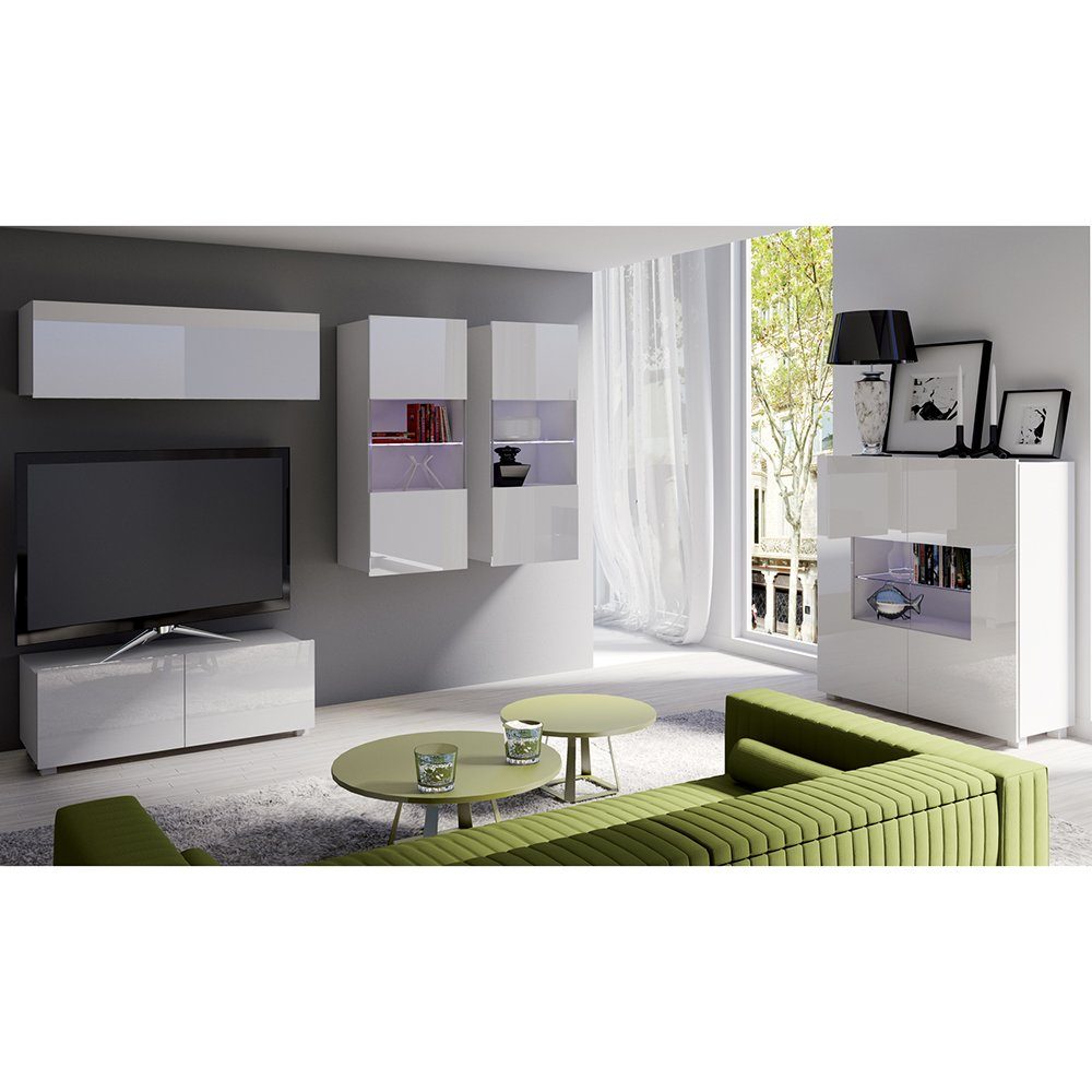 Lomadox Lowboard CAIRNS-132, in weiß Hochglanz, Modern, grifflos günstig online kaufen